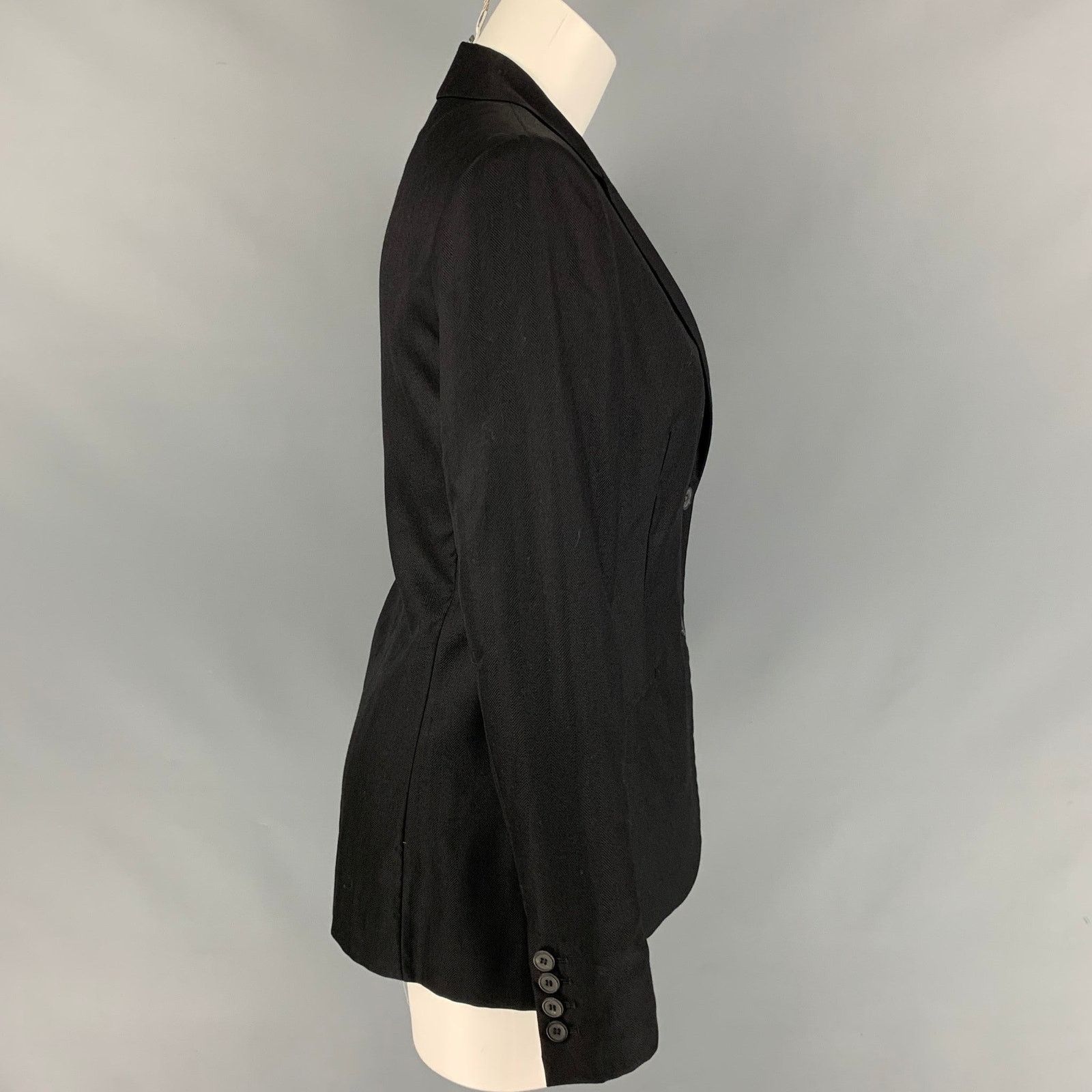 Calvin Klein Size 6 Black Cashmere / Silk Jacke Blazer Size M / US 6-8 / IT 42-44 - 3 Thumbnail