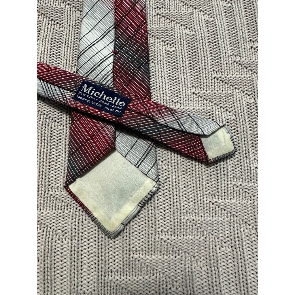 Vintage Vintage Michelle red and silver plaid tie Size ONE SIZE - 2 Thumbnail