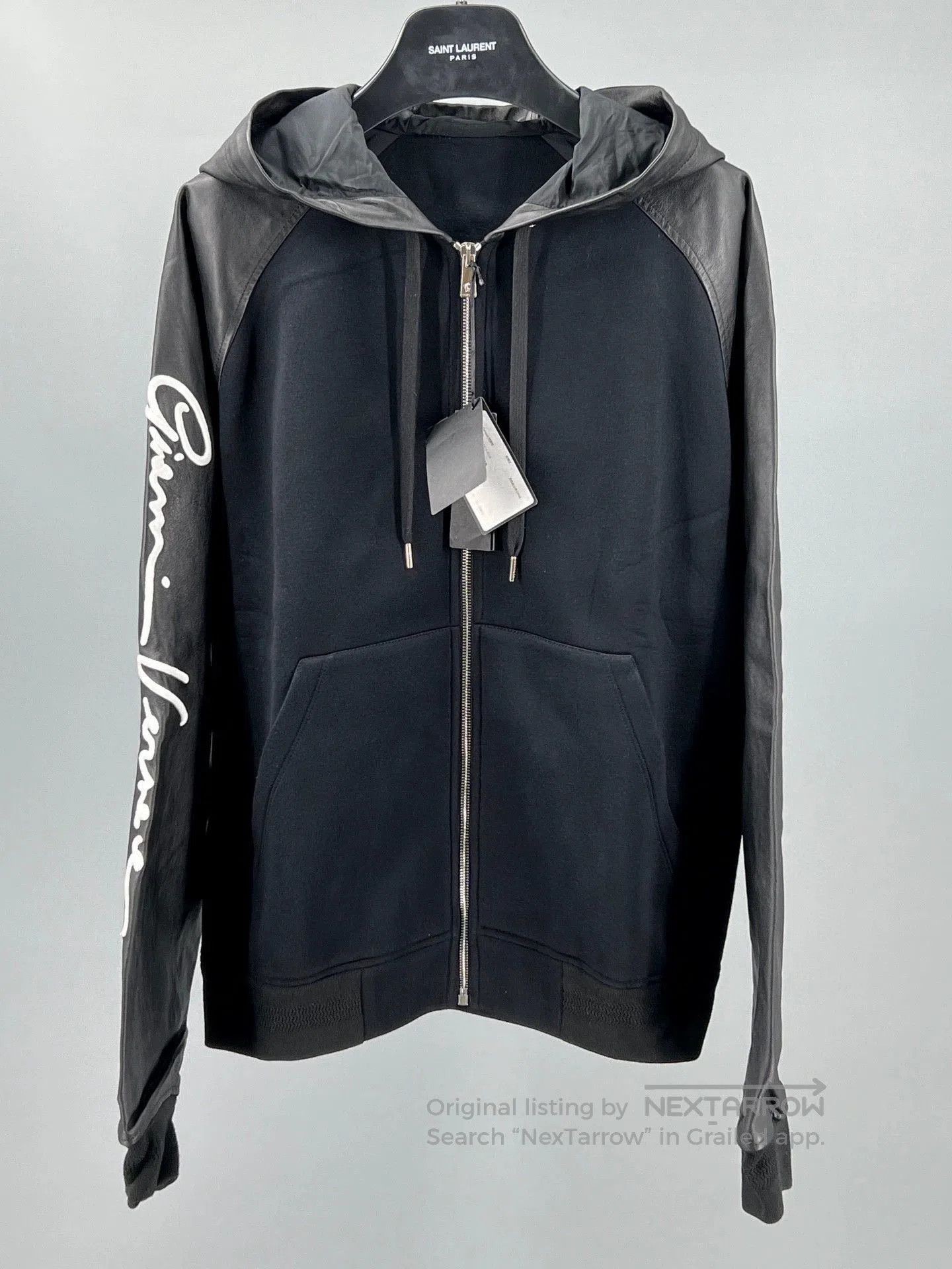 Versace versace black leather fabric hooded jacket. Size US L / EU 52-54 / 3 - 1 Thumbnail