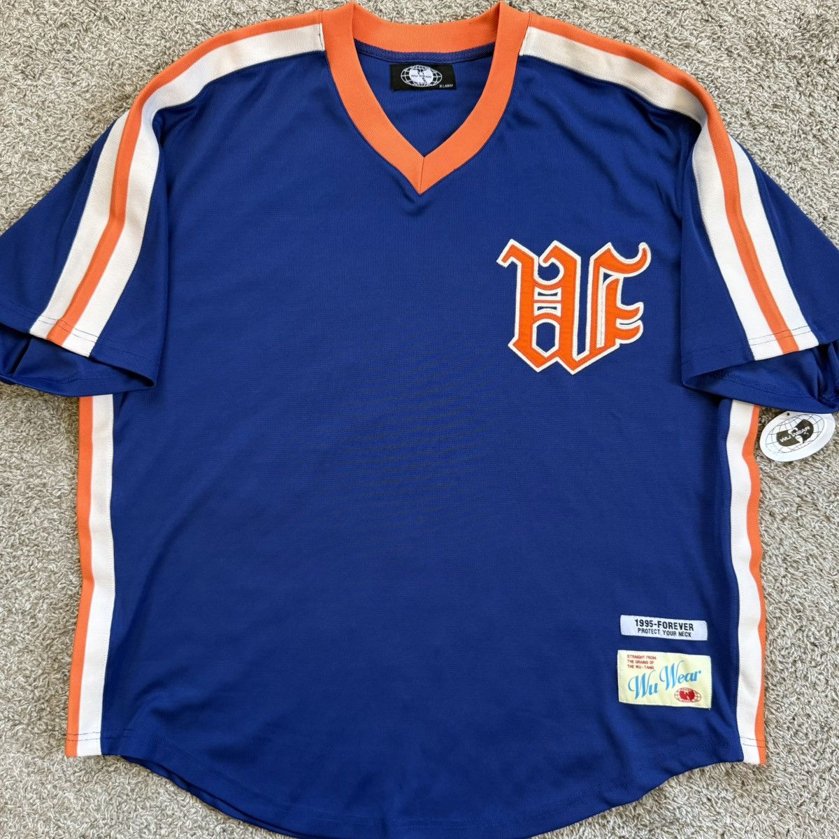 Wu-Tang Clan 🔴Wu-Wear Baseball Jersey Size XL Wu-Tang Blue Orange Rza Size US XL / EU 56 / 4 - 1 Thumbnail
