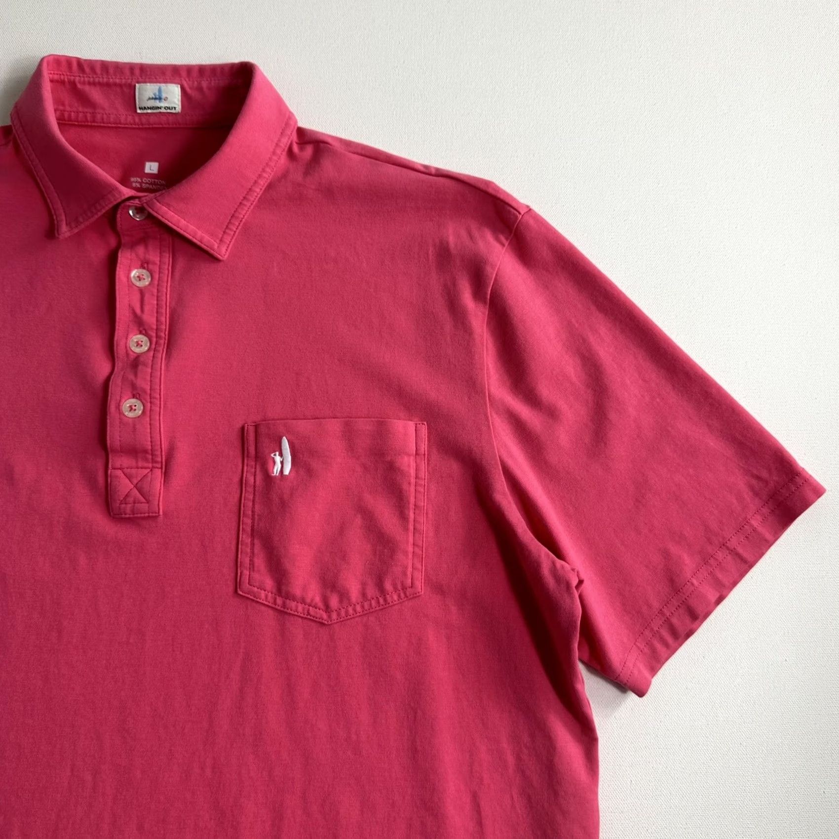 johnnie-O Johnnie-O Polo Shirt Pink Mens Large Cotton Pocketed Golf Casual Short Sleeve Polo Size US L / EU 52-54 / 3 - 3 Thumbnail