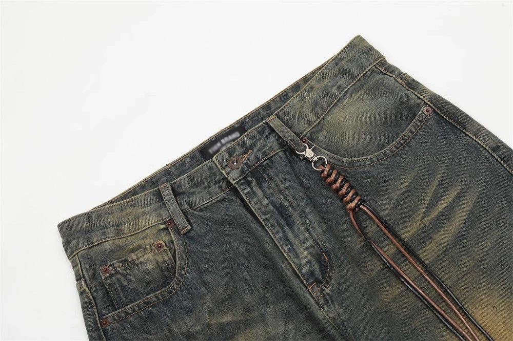 Japanese Brand × Jean Washed men's punk trend distressed loose jeans Size US 32 / EU 48 - 3 Thumbnail