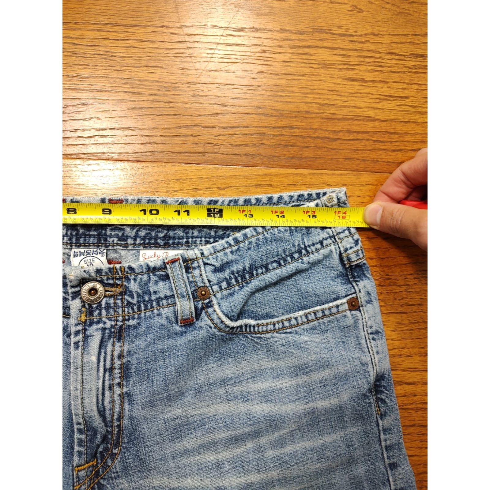 Lucky Brand VINTAGE Lucky Brand Jeans USA Made Womens 10/30 X 22 In Blue Wash Sweet Crop Whiskered Jeans 90s Womens Size 32" / US 10 / IT 46 - 7 Thumbnail