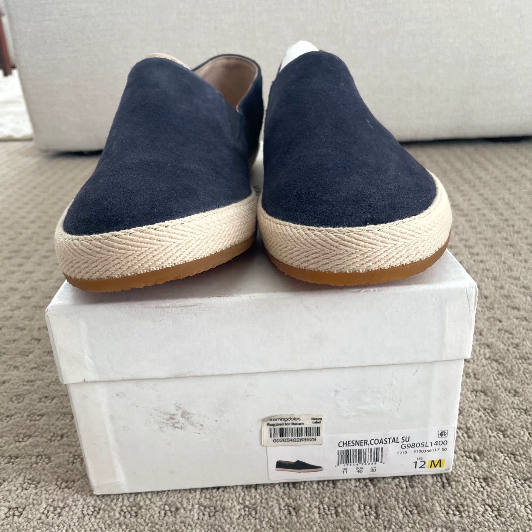 Vince Vince Suede Slip-On Sneaker Men US 12 Coastal Blue Raffia Mid-Sole NEW Size US 11 / EU 44 - 3 Thumbnail