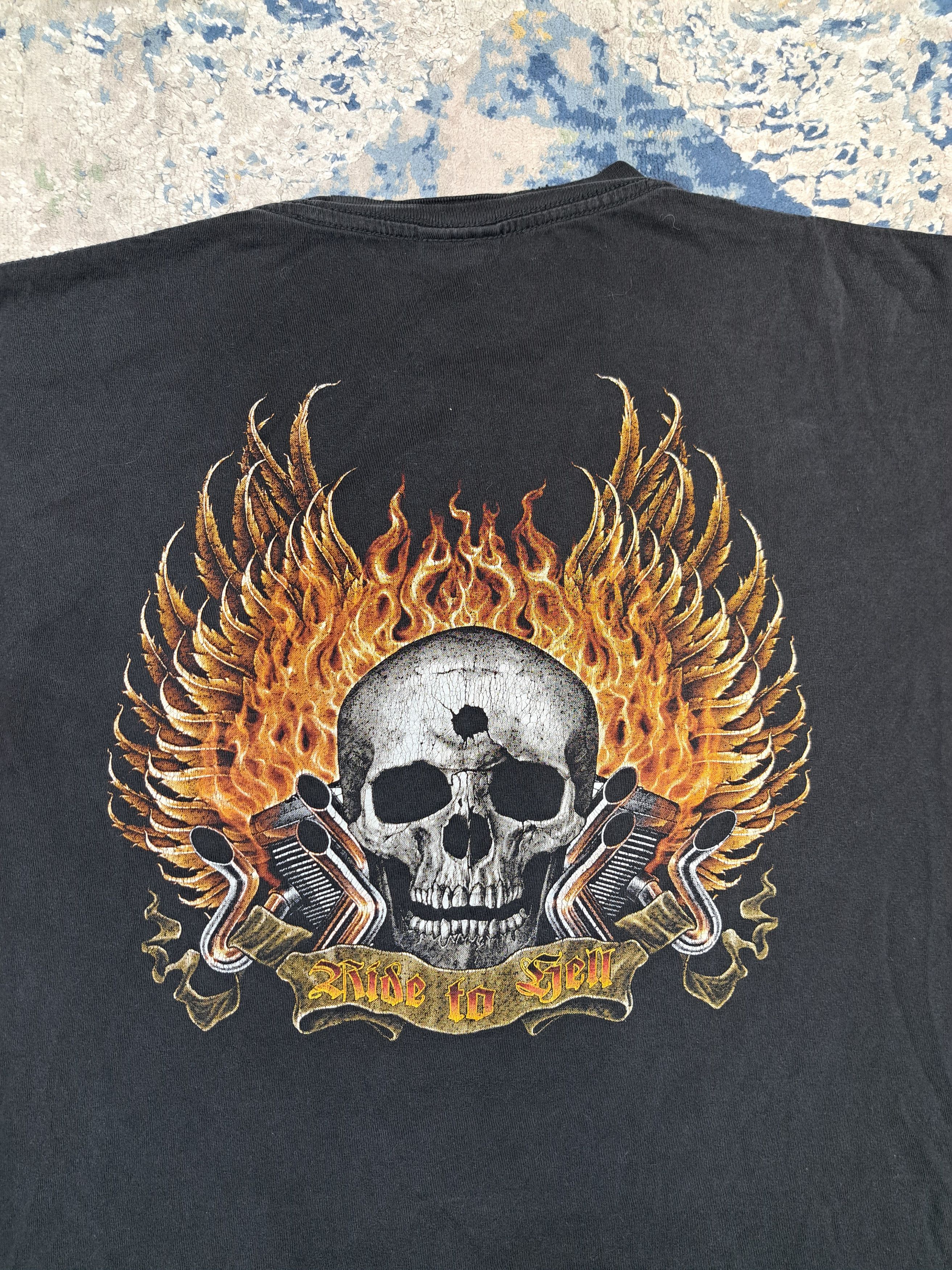 Vintage Vintage 00s Ghost Rider Motorcycle Flames Skull Drip y2k Size US L / EU 52-54 / 3 - 4 Thumbnail