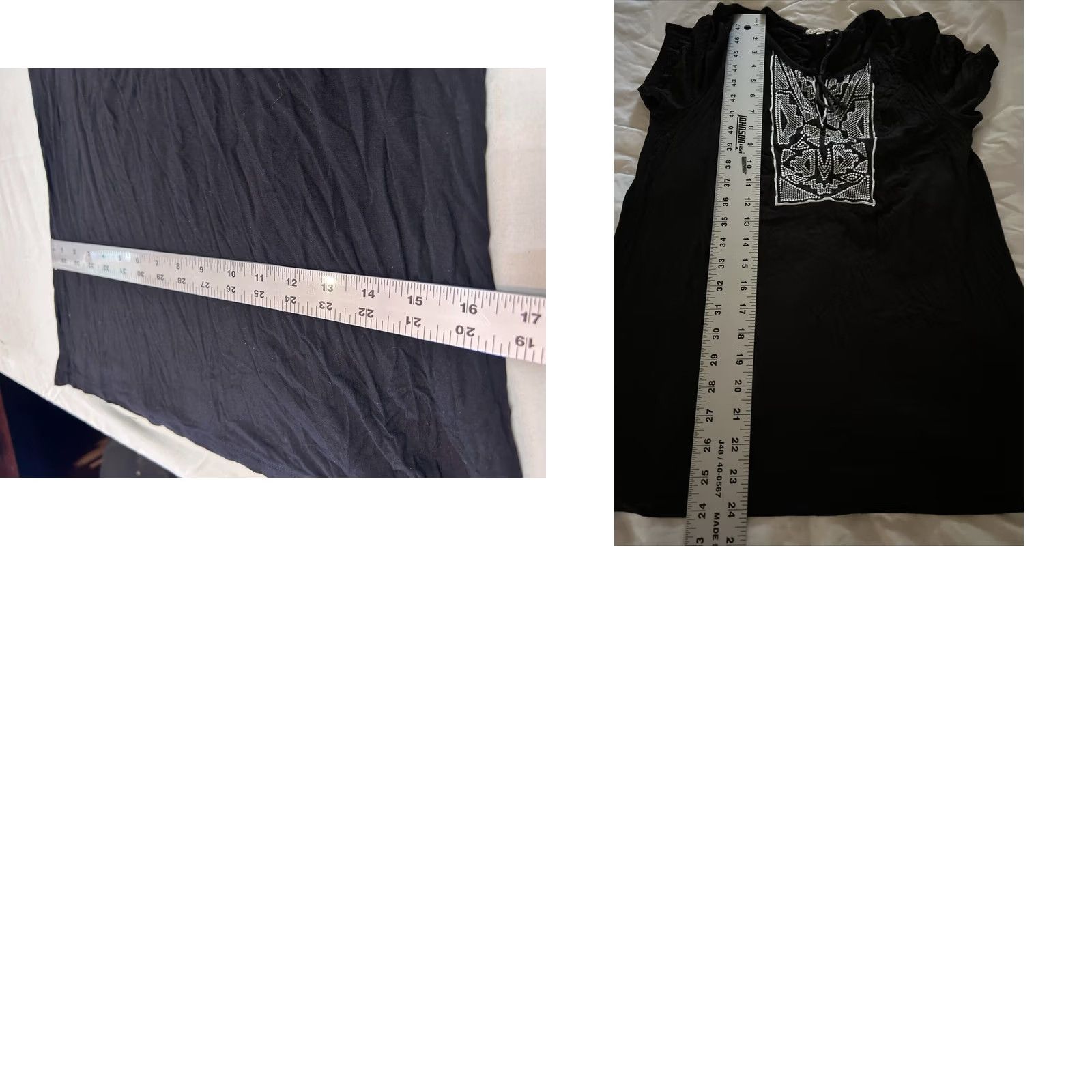 Vintage Democracy Womens Embroidered Tie-Neck Short Sleeve Blouse Top Medium Black Size M / US 6-8 / IT 42-44 - 8 Thumbnail