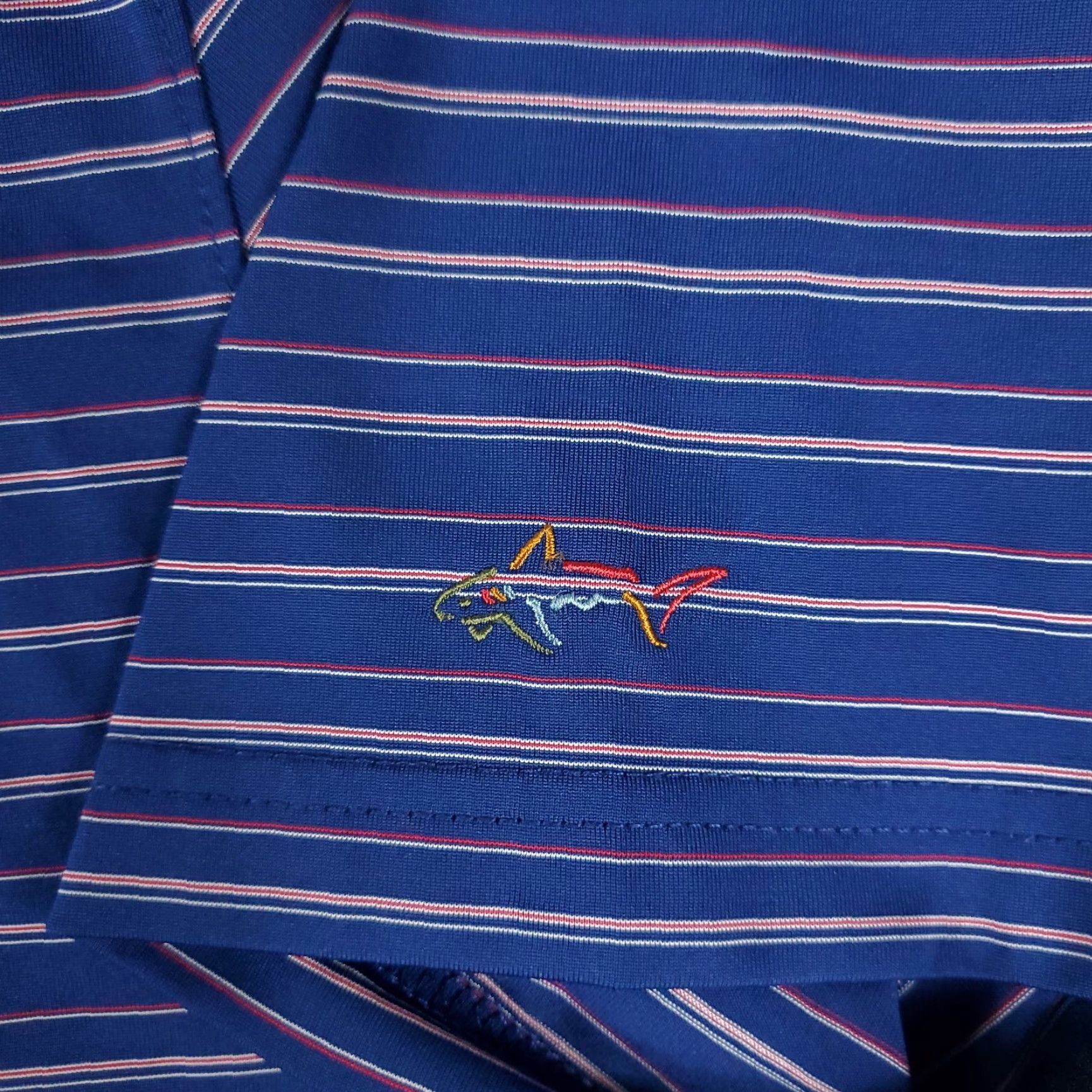 Vintage Greg Norman Polo Shirt Mens M Blue Striped Shark Casual Golf Short Sleeve Size US M / EU 48-50 / 2 - 3 Thumbnail