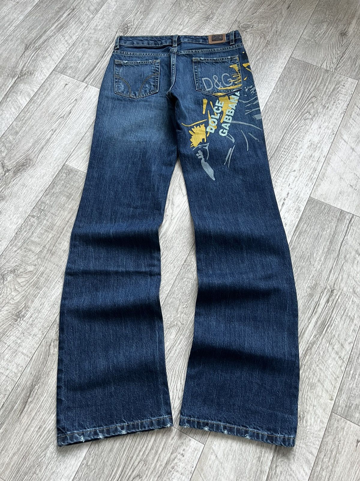Dolce & Gabbana NEW! Crazy Vintage Dolce Gabbana Big Logo Flared Y2k Jeans Size 29" - 2 Thumbnail