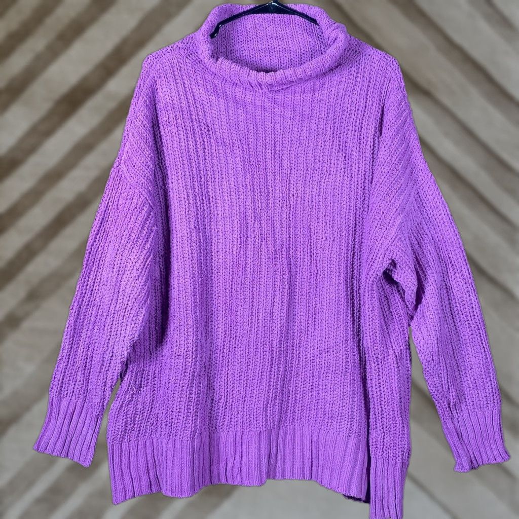 Vintage Aerie Sweater Women's Pullover Turtleneck Knit Oversized Casual Workwear Cozy Soft Chunky-Knit Medium Purple Size M / US 6-8 / IT 42-44 - 1 Thumbnail