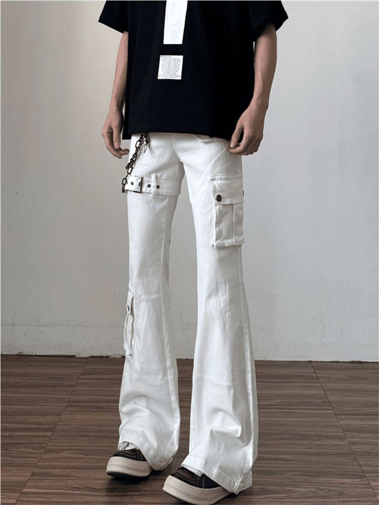 Japanese Brand White men's American straight flared cargo jeans Size US 32 / EU 48 - 4 Thumbnail