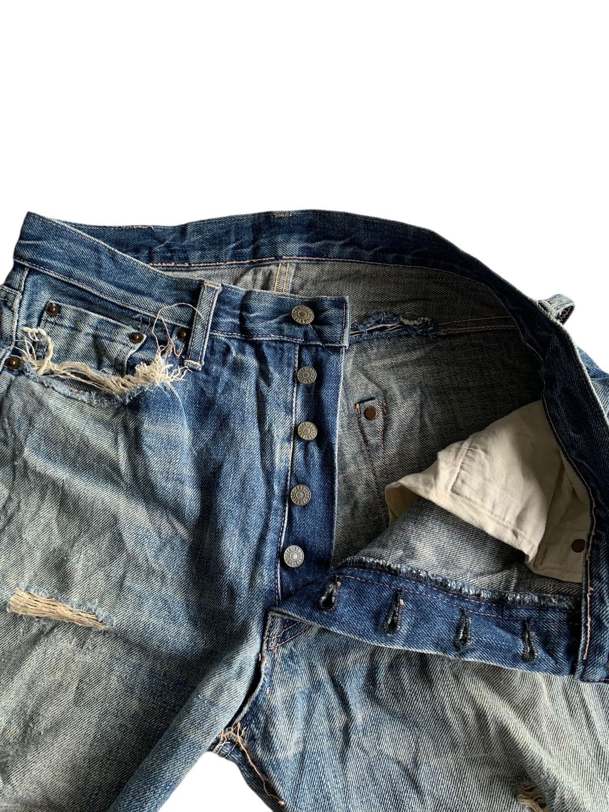 Japanese Brand × Vintage Omnigod Damage Rare Selvedge Distressed Denim☠️ Size US 32 / EU 48 - 13 Thumbnail