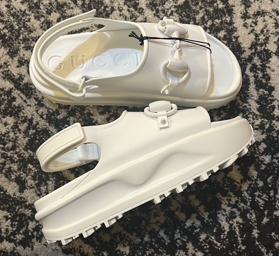 Gucci Gucci Horsebit Flatform Sandal white Size US 9 / IT 39 - 4 Thumbnail