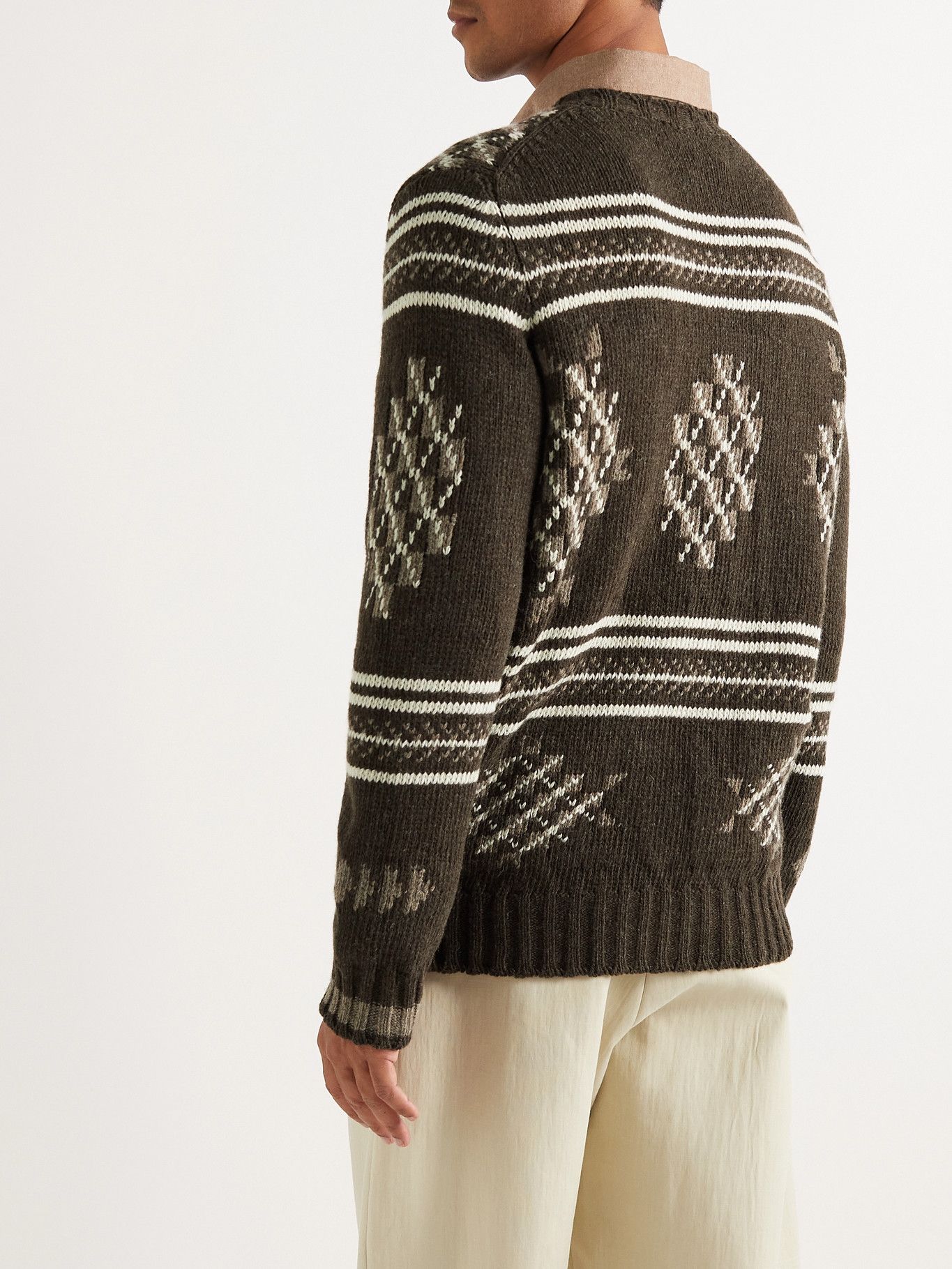 De Bonne Facture Brown Folk Wool-Jacquard Sweater Size US S / EU 44-46 / 1 - 14 Thumbnail