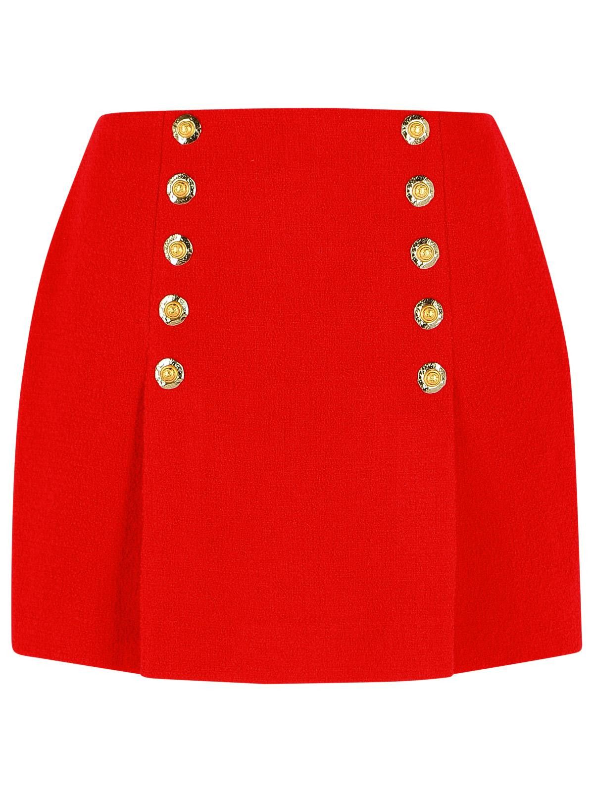 Balmain BALMAIN Short Skirt In Red Virgin Wool Size 30" / US 8 / IT 44 - 1 Thumbnail