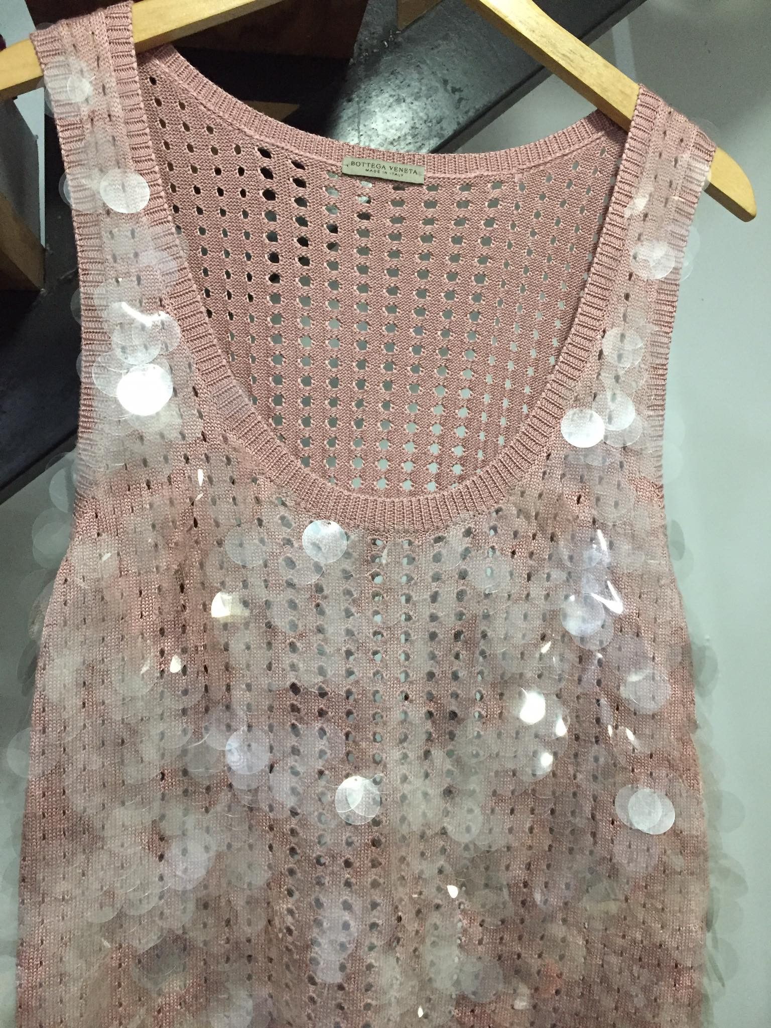 Bottega Veneta BOTTEGA VENETA PAILLETTE EMBELLISHED OPEN KNIT SILK TANK TOP Size M / US 6-8 / IT 42-44 - 2 Thumbnail