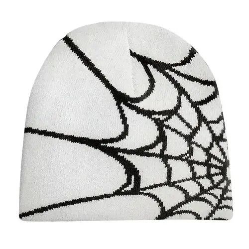Japanese Brand Spider Web Graphic Beanie Hat Black Vintage y2k Size ONE SIZE - 4 Thumbnail