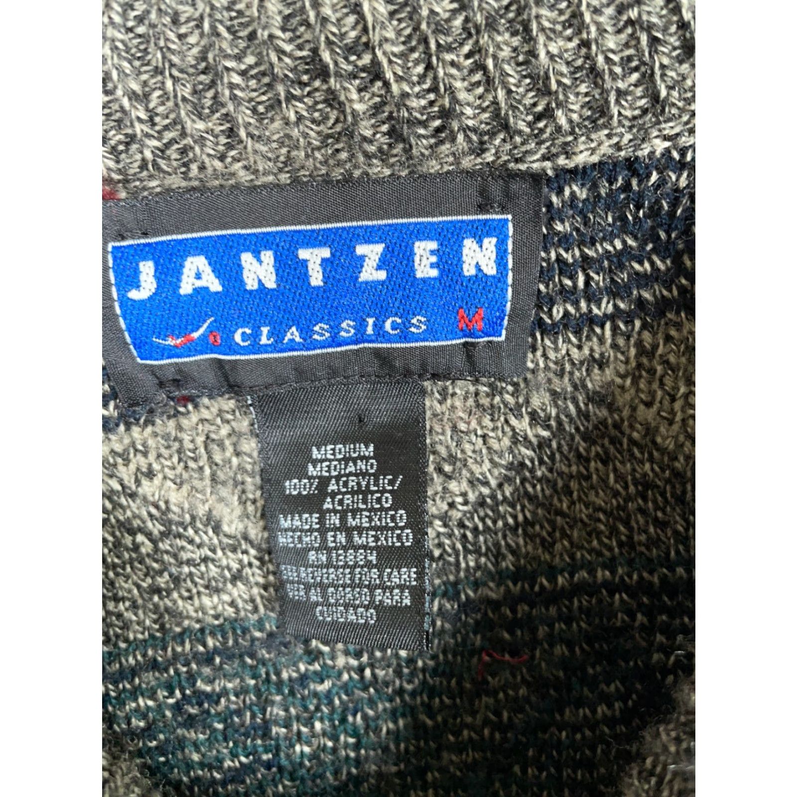 Jantzen VINTAGE Jantzen Men's Pullover Sweater Adult Medium Green Geometric Knit Retro 90s Casual Size US M / EU 48-50 / 2 - 4 Thumbnail