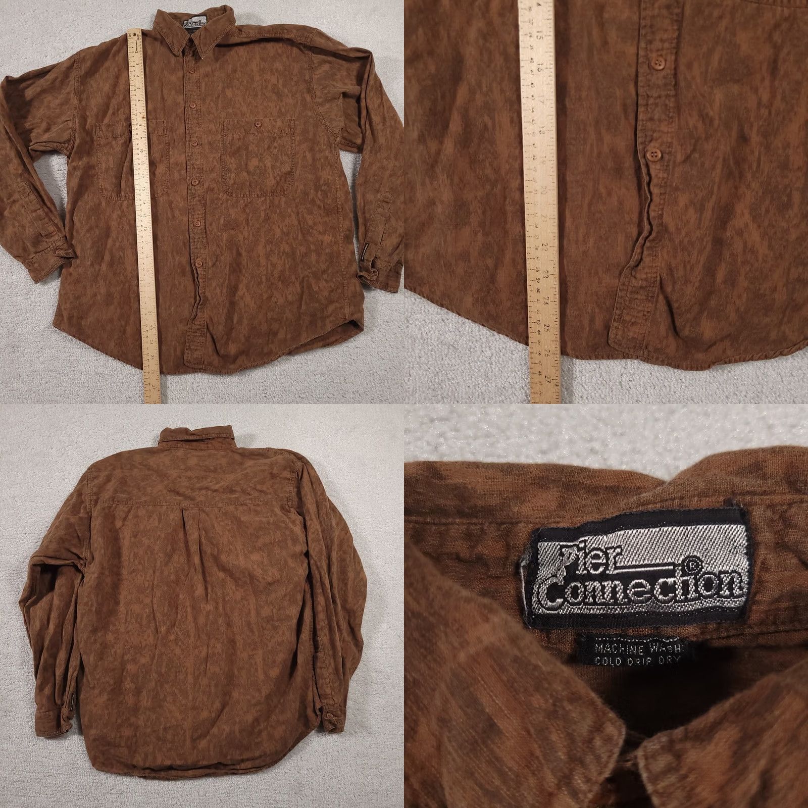 Vintage VINTAGE Pier Connection Button-Up Shirt Mens Medium Brown Western Long Sleeve 90s Shirt Mens Brown Long Sleeve Western 90s Mens Size US M / EU 48-50 / 2 - 8 Thumbnail