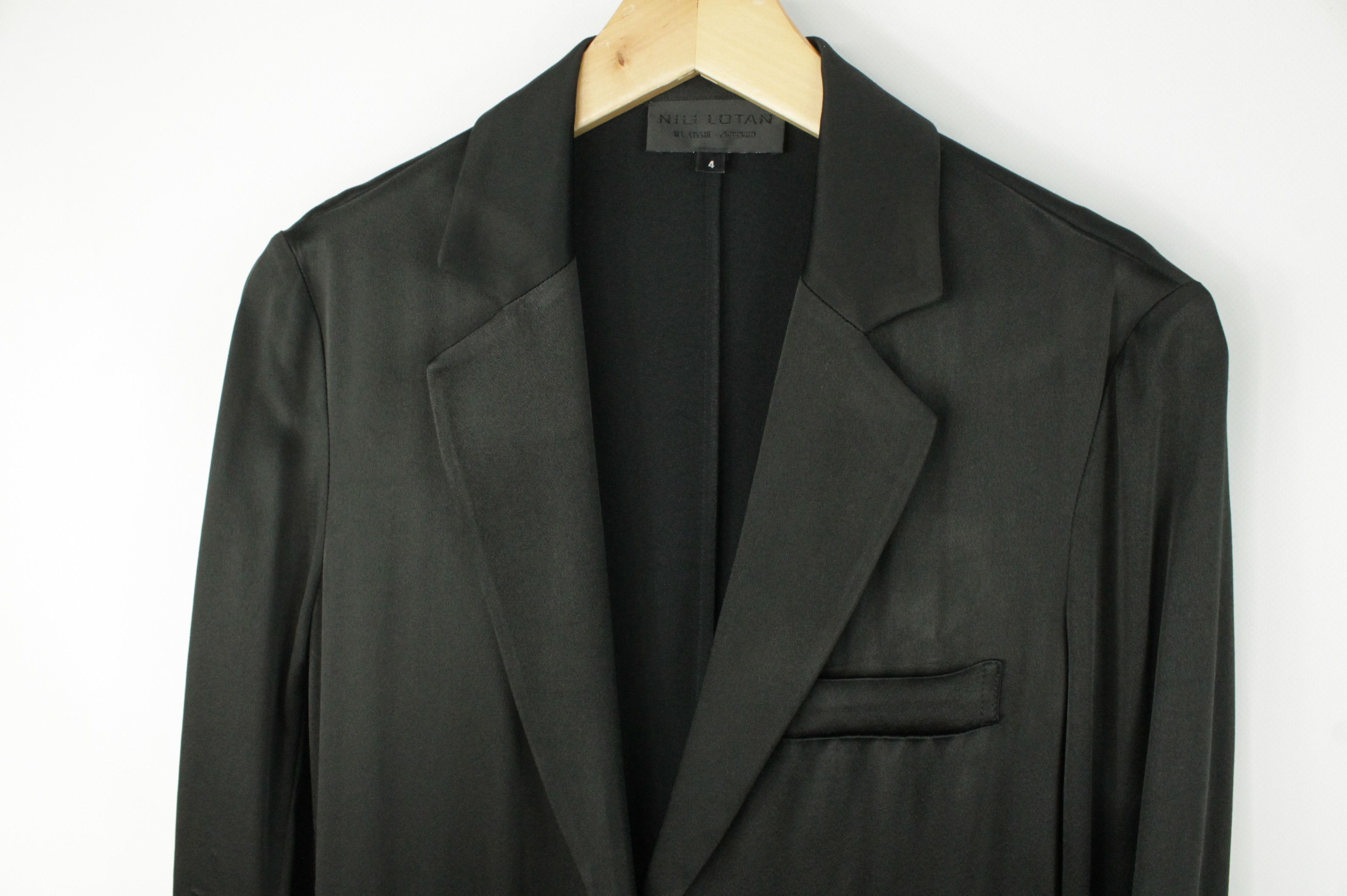 Nili Lotan NILI LOTAN Sophia Satin Blazer Jacket in Black Size S / US 4 / IT 40 - 2 Thumbnail