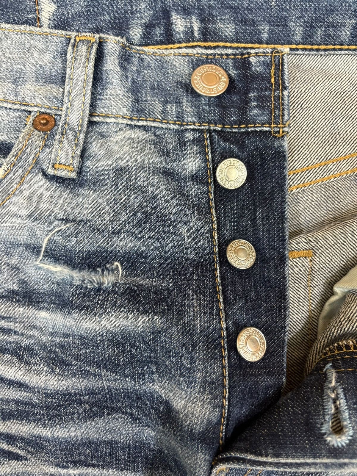 Levi's Vintage 90s Levis 501 Whisker Honeycomb Distress Loose Jeans Size US 28 / EU 44 - 8 Thumbnail