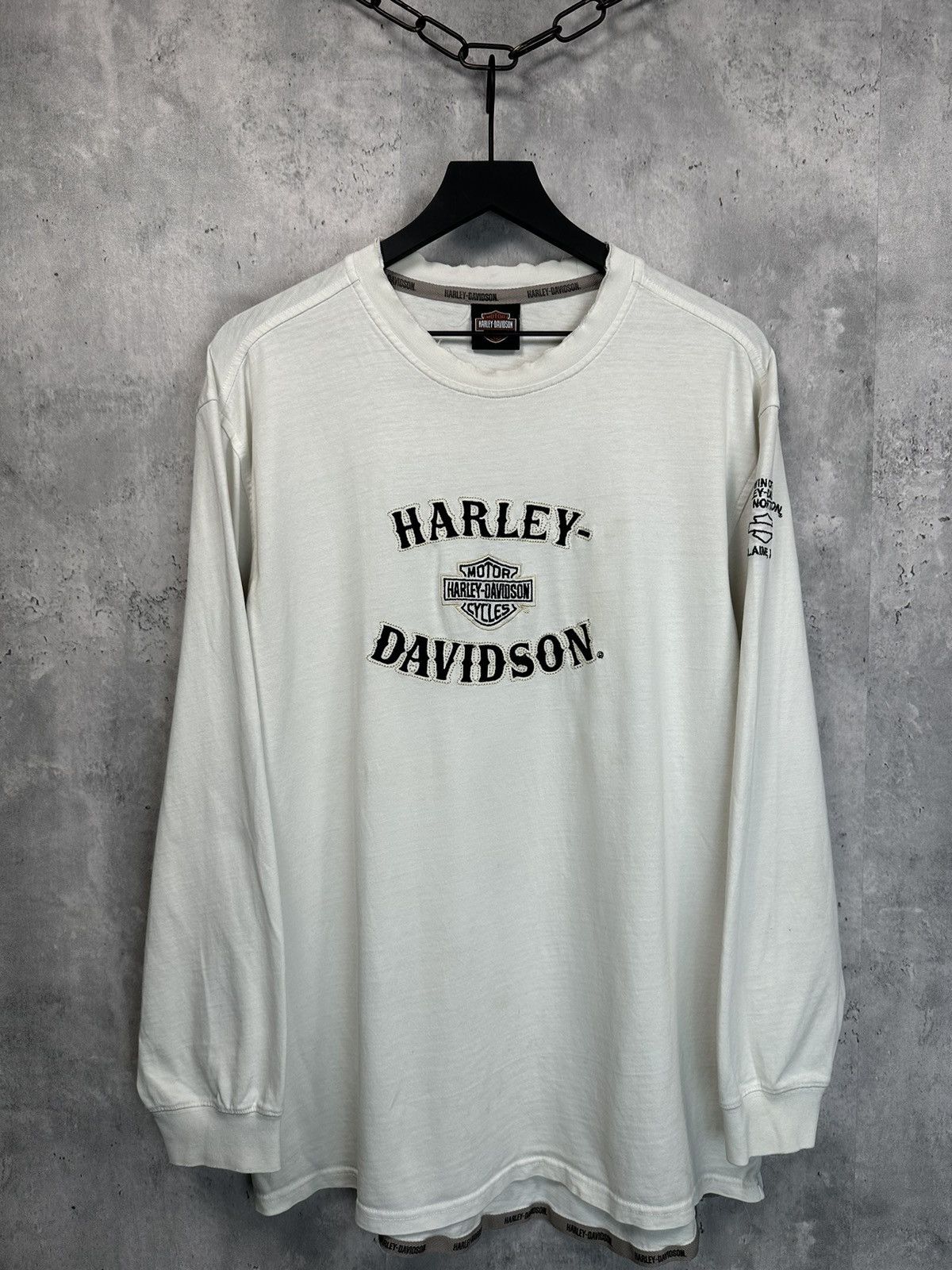 Harley Davidson × Vintage × West Coast Choppers Vintage Harley Davidson Embroidered Logo Tee Shirt Size US L / EU 52-54 / 3 - 1 Thumbnail