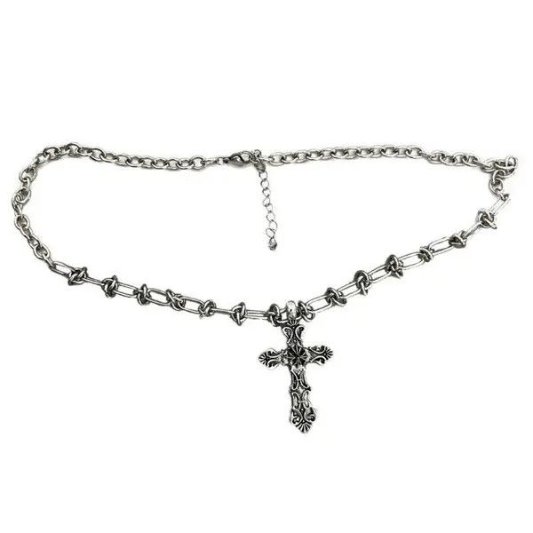 Jewelry Unique Carved Cross Pendant Necklace Size ONE SIZE - 5 Thumbnail