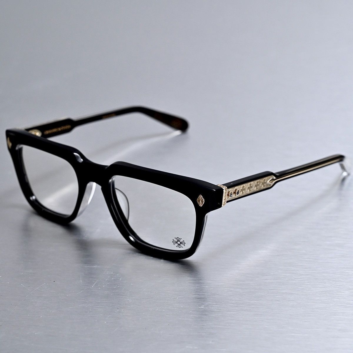 Chrome Hearts Black Frames with Gold Cross Accents Chrome Hearts Smoke Show Glasses Black/Gold – Endless Supply main image 3