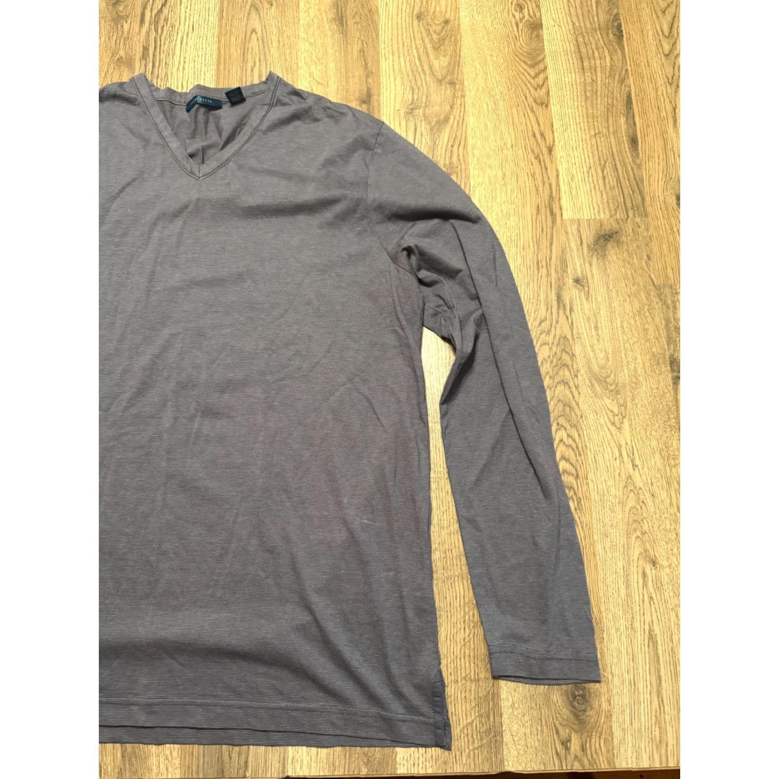 Perry Ellis Perry Ellis Shirt Men L Gray Long Sleeve V-neck Cotton Blend Regular Size US L / EU 52-54 / 3 - 4 Thumbnail