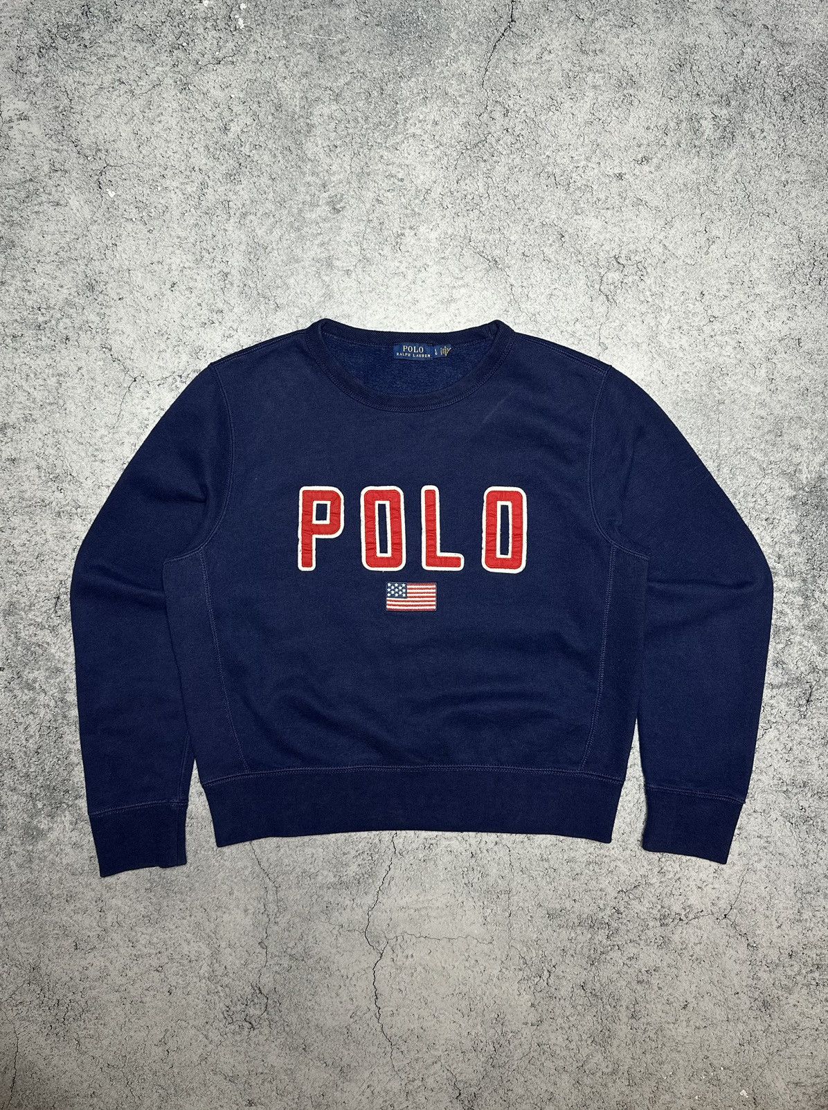 Polo Ralph Lauren × Ralph Lauren × Vintage Polo Ralph Lauren USA American Flag Sweatshirt Size M / US 6-8 / IT 42-44 - 1 Thumbnail