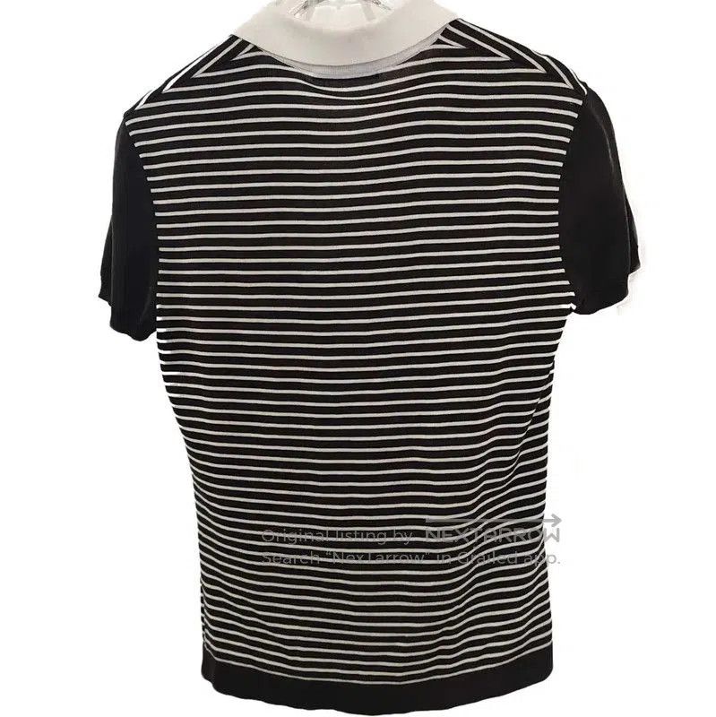 Chanel Chanel Black Cotton Blend Striped T-Shirt . Size M / US 6-8 / IT 42-44 - 2 Thumbnail