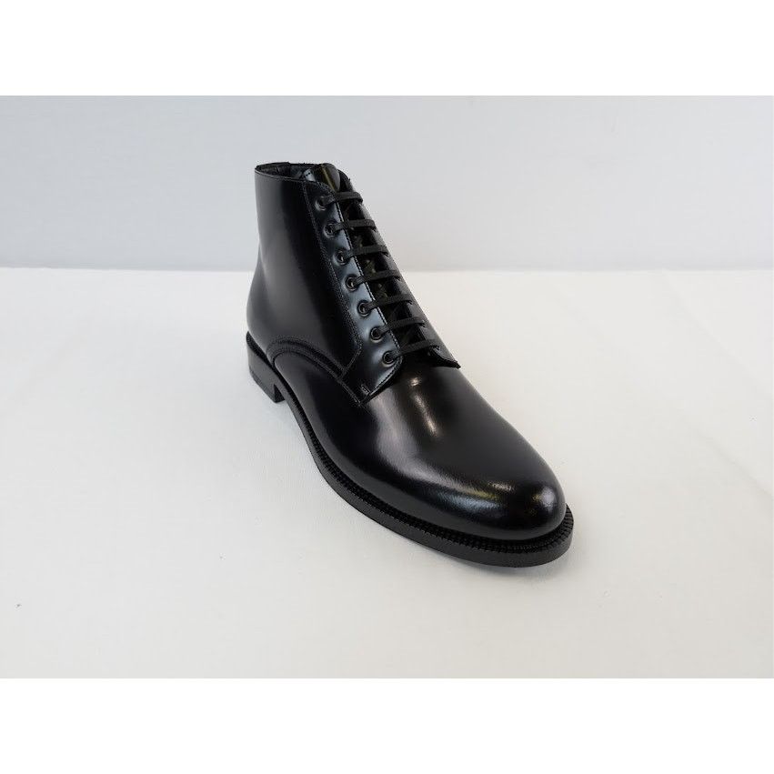 Celine o1rshd1 Leather Mid Top Shiny Classic Army Boots in Black Size US 7 / EU 40 - 1 Thumbnail
