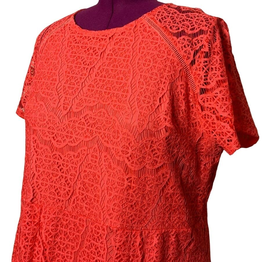 Apt. 9 Apt 9 2X orange cotton blend midi short sleeve sheath dress Size XXL / US 16-18 / IT 52-54 - 2 Thumbnail