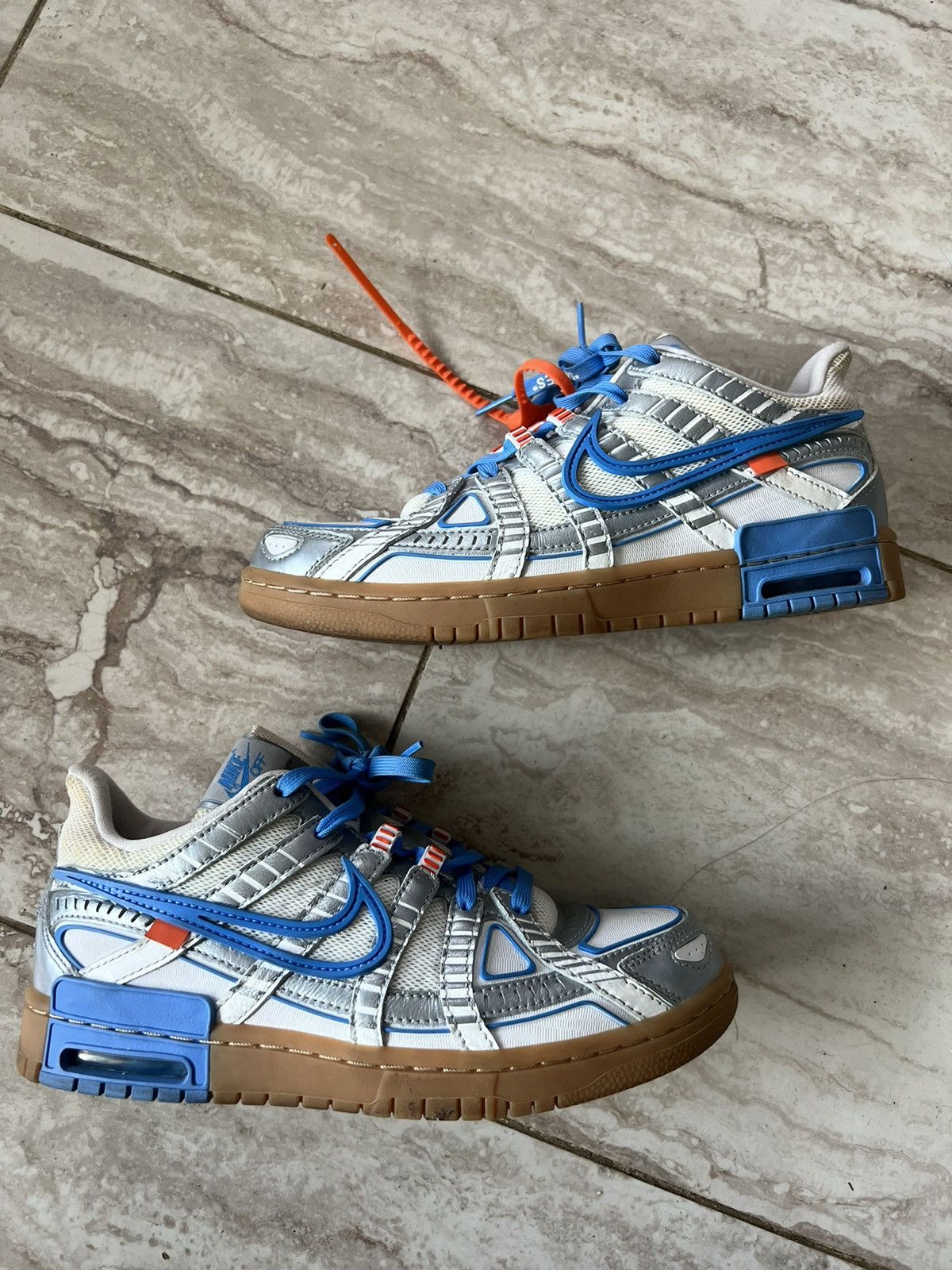 off white nike rubber dunk university blue