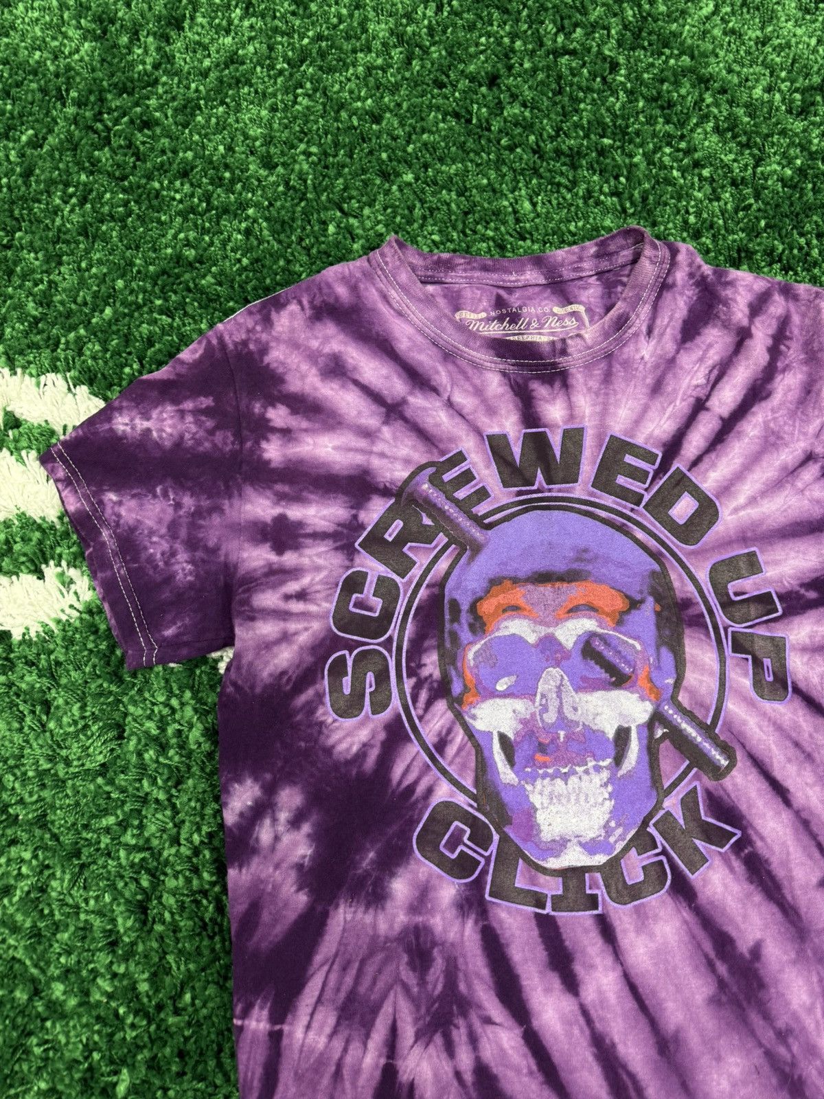 Mitchell & Ness DJ SCREW x Mitchell & Ness Purple Tie Dye Skull Tee Small Size US S / EU 44-46 / 1 - 2 Thumbnail