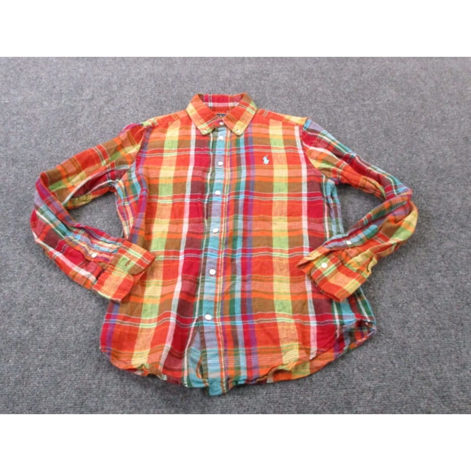 Ralph Lauren Ralph Lauren Shirt Mens M Colorful Rainbow Plaid Linen Classic Fit Golf Pony Size US M / EU 48-50 / 2 - 2 Thumbnail
