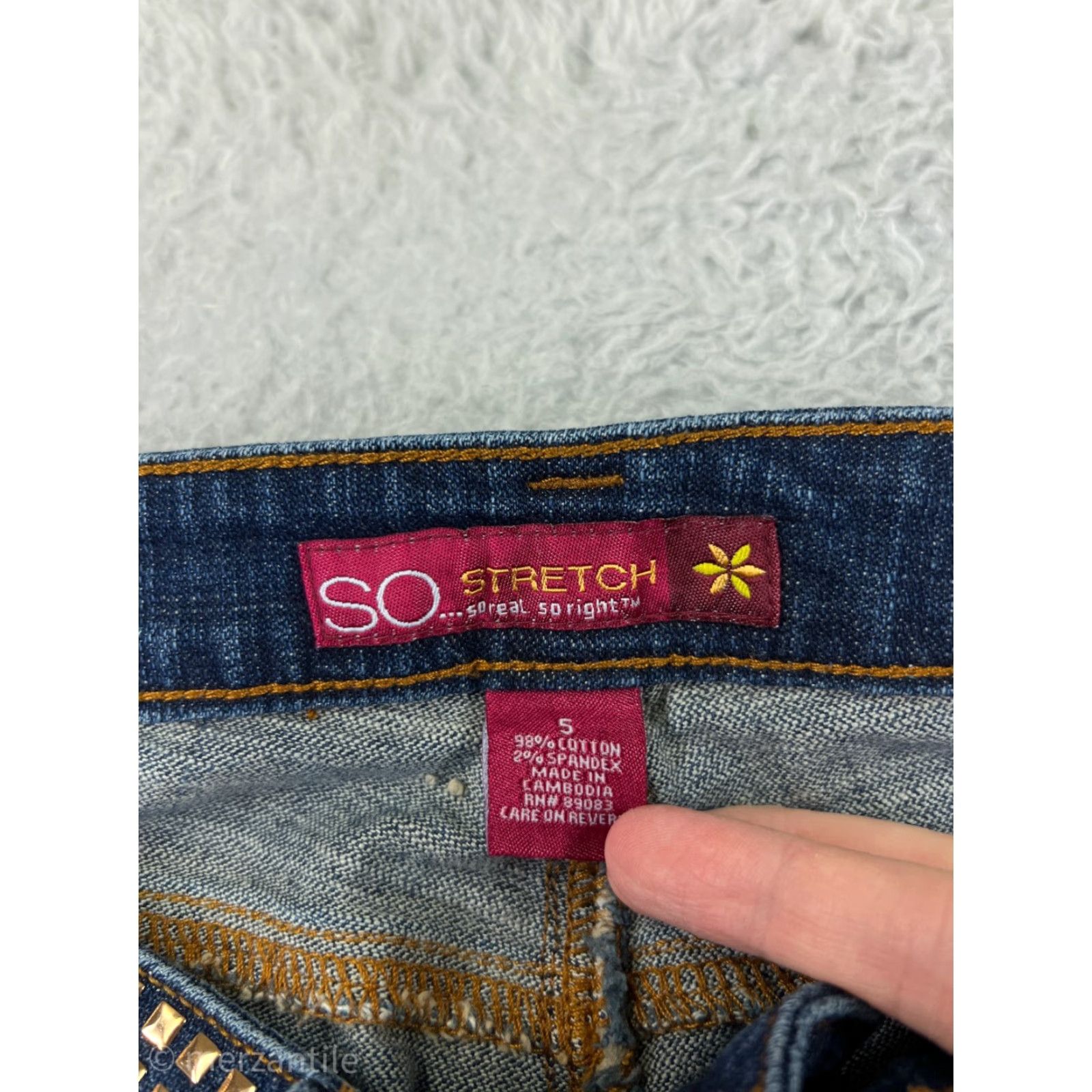 Denime SO Jeans Women 5 Bootcut Jeans Mid Rise Blue Denim Cotton Embroidered Studded 5-Pocket Regular Stretch Women's Cowboy Southwestern Classic Size 27" / US 4 / IT 40 - 4 Thumbnail