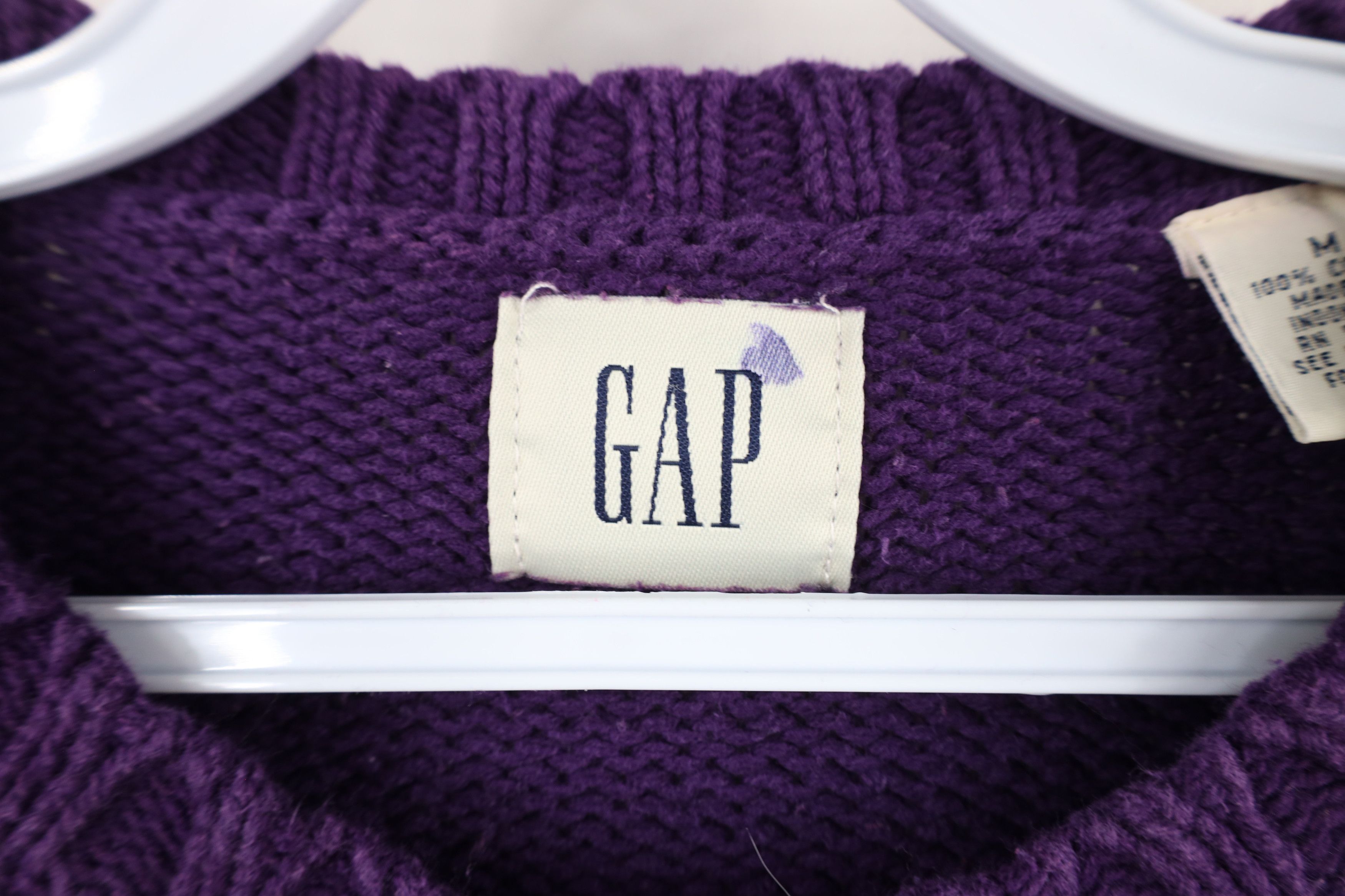 Gap × Vintage Vintage 90s Gap Blank Cotton Knit Crewneck Sweater Purple Size M / US 6-8 / IT 42-44 - 4 Thumbnail