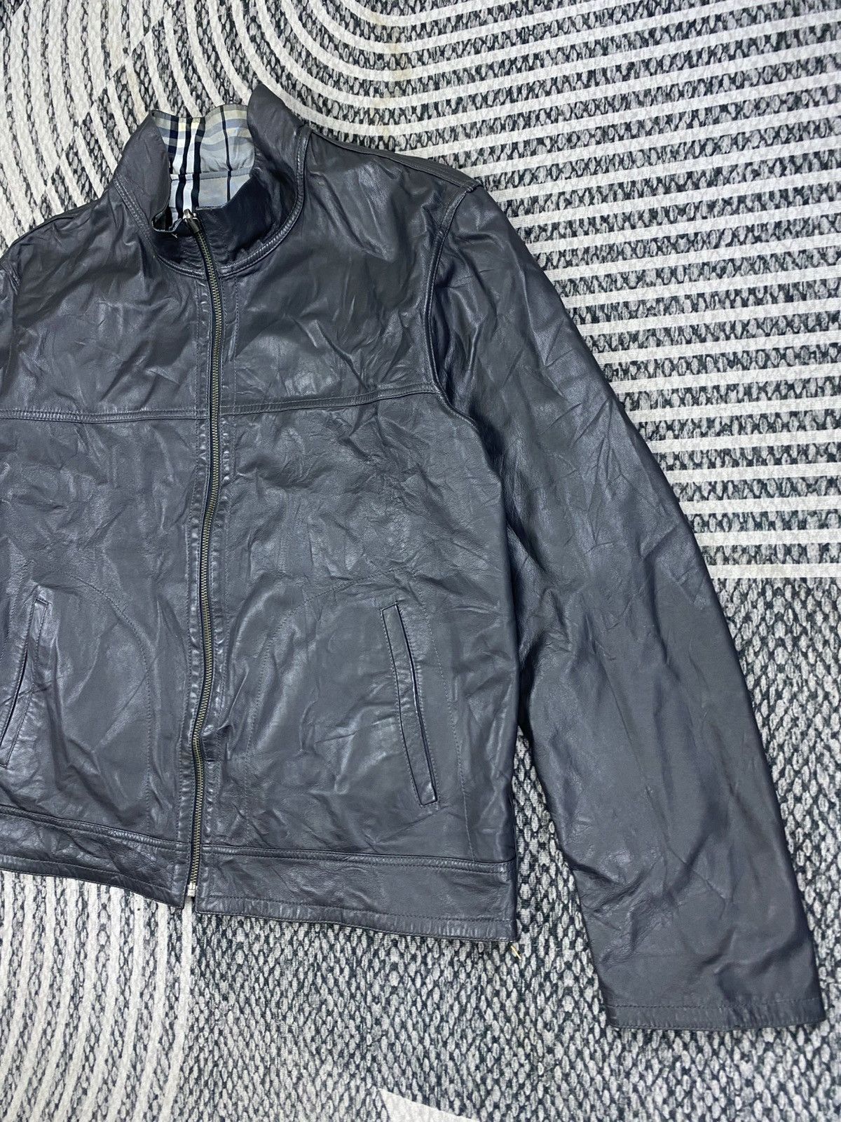 Japanese Brand Vtg Kircilar Grey Checked Reversible Zipper Leather Jacket Size US L / EU 52-54 / 3 - 6 Thumbnail