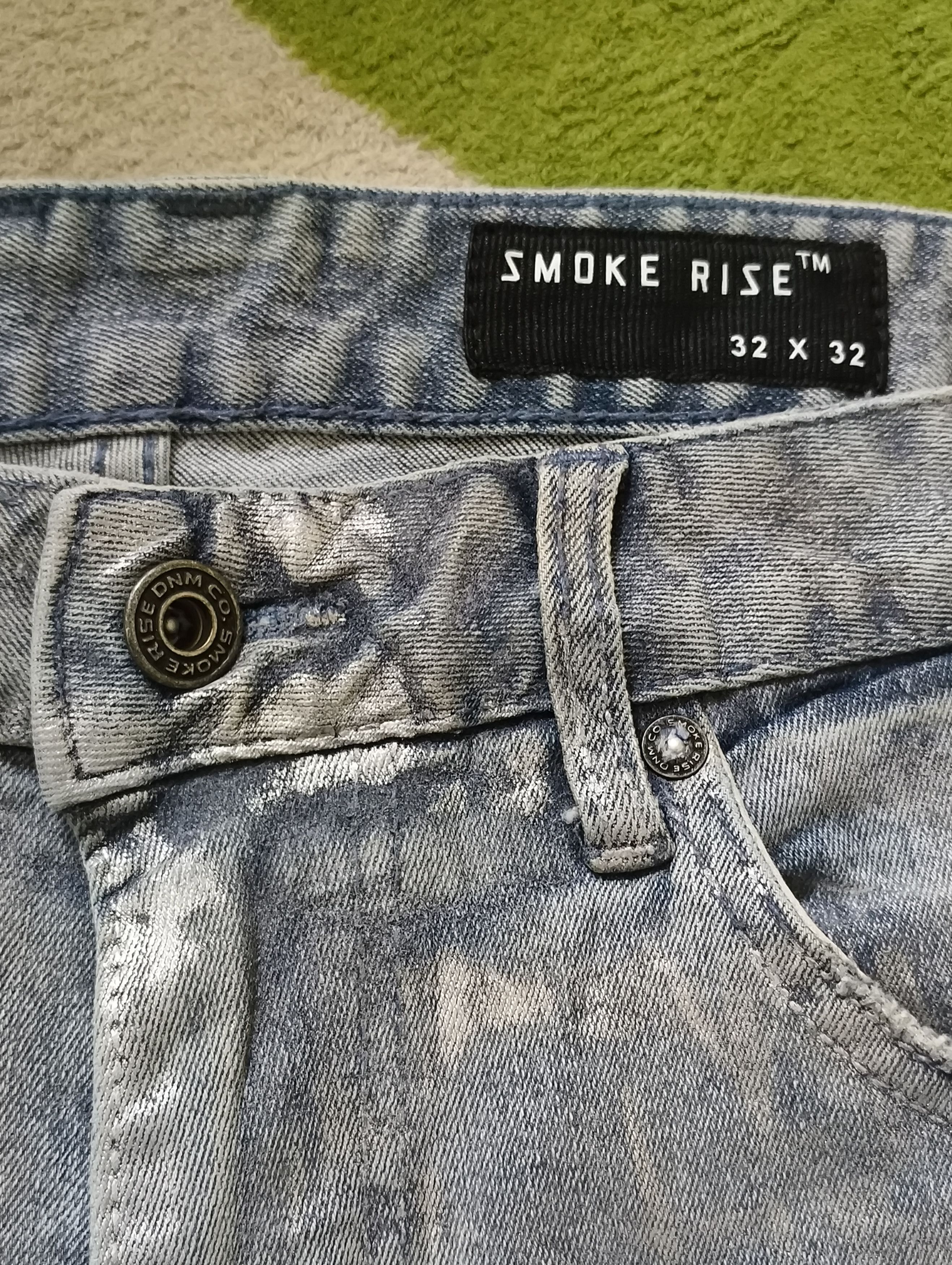 Smoke Rise SMOKE RISE JEANS BIKER STYLE SILVER EFFECT Size US 33 - 7 Thumbnail