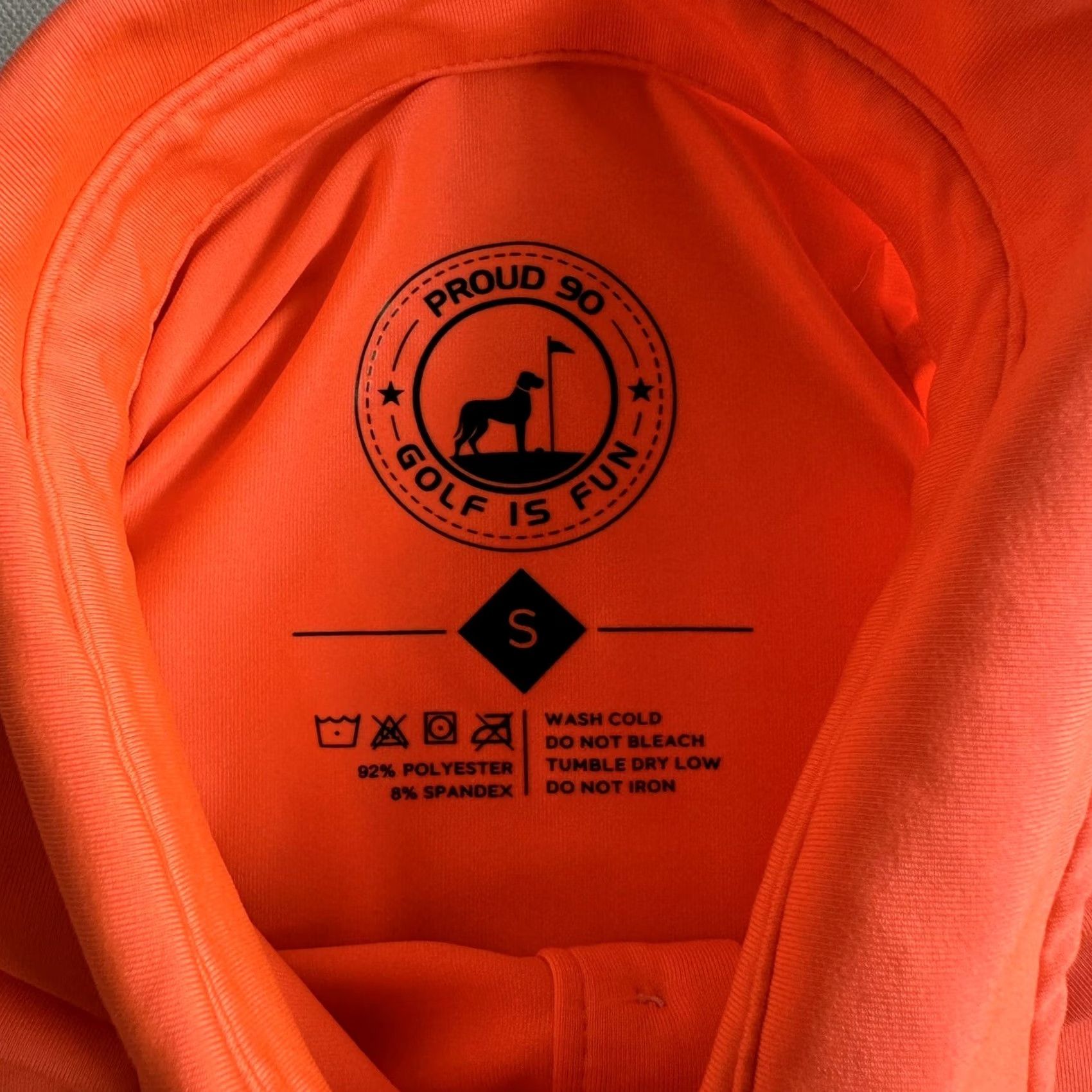 Vintage Proud 90 Mens Polo Shirt Short Sleeve Golf Neon Orange Stretch Solid S Adult Mens Size US S / EU 44-46 / 1 - 7 Thumbnail
