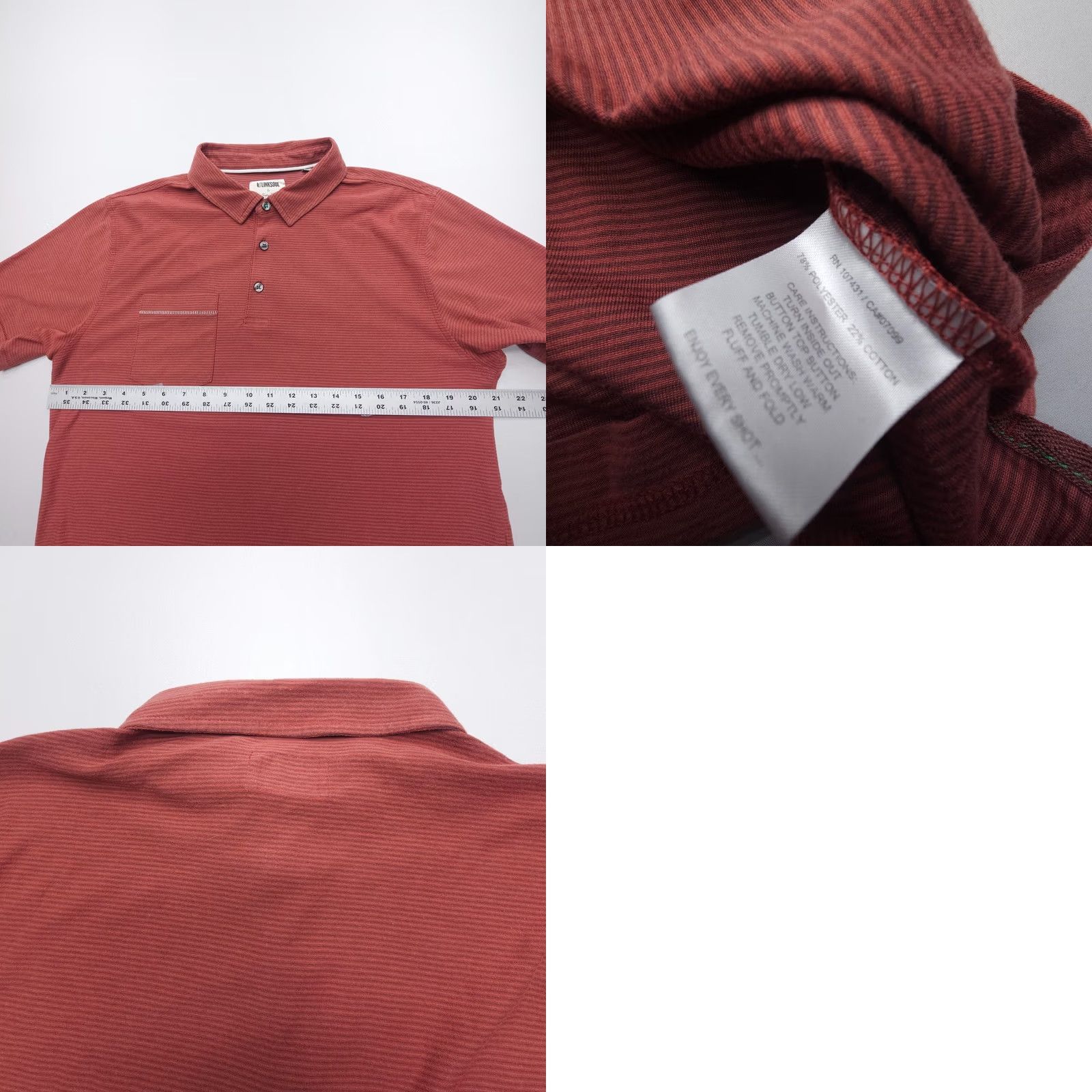 Vintage Linksoul Polo Shirt Mens L Red Striped Stretch Performance Golf Casual Shirts USA 90s Size US L / EU 52-54 / 3 - 8 Thumbnail