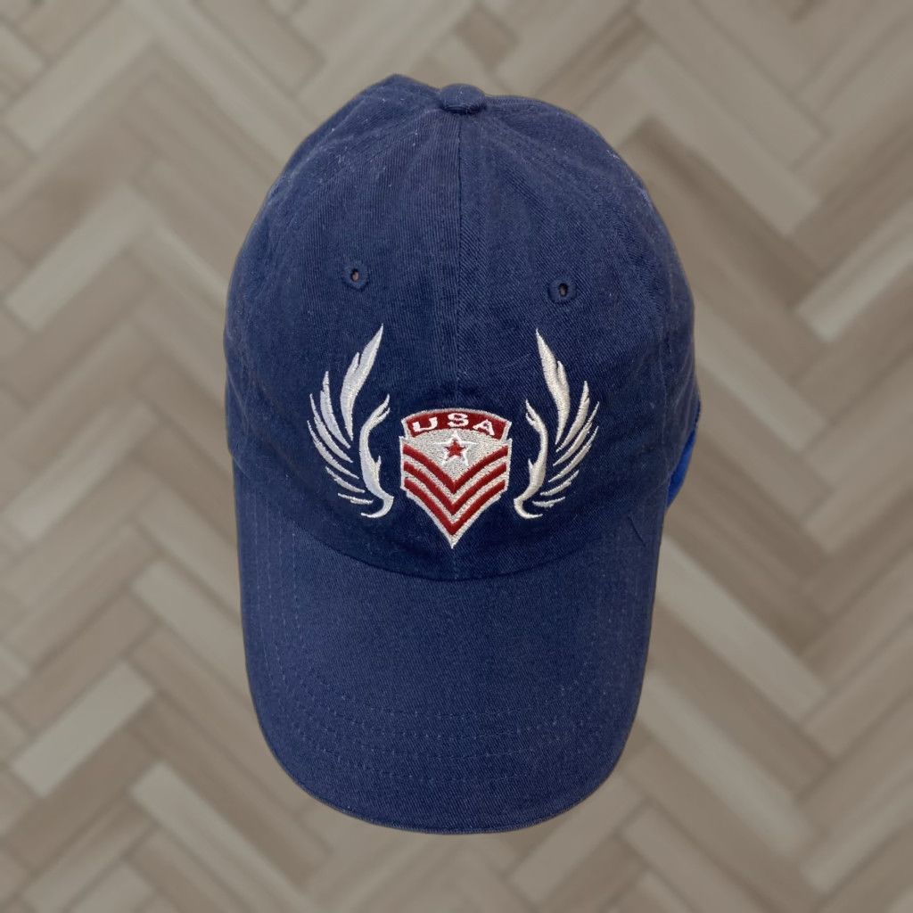 Vintage USA Cap Hat Cotton Navy Blue Patriotic Army Cap / 182 Adjustable Unisex Cadet Military Twill Embroidered Hat – Casual, All Seasons, Unbranded Size ONE SIZE - 1 Thumbnail