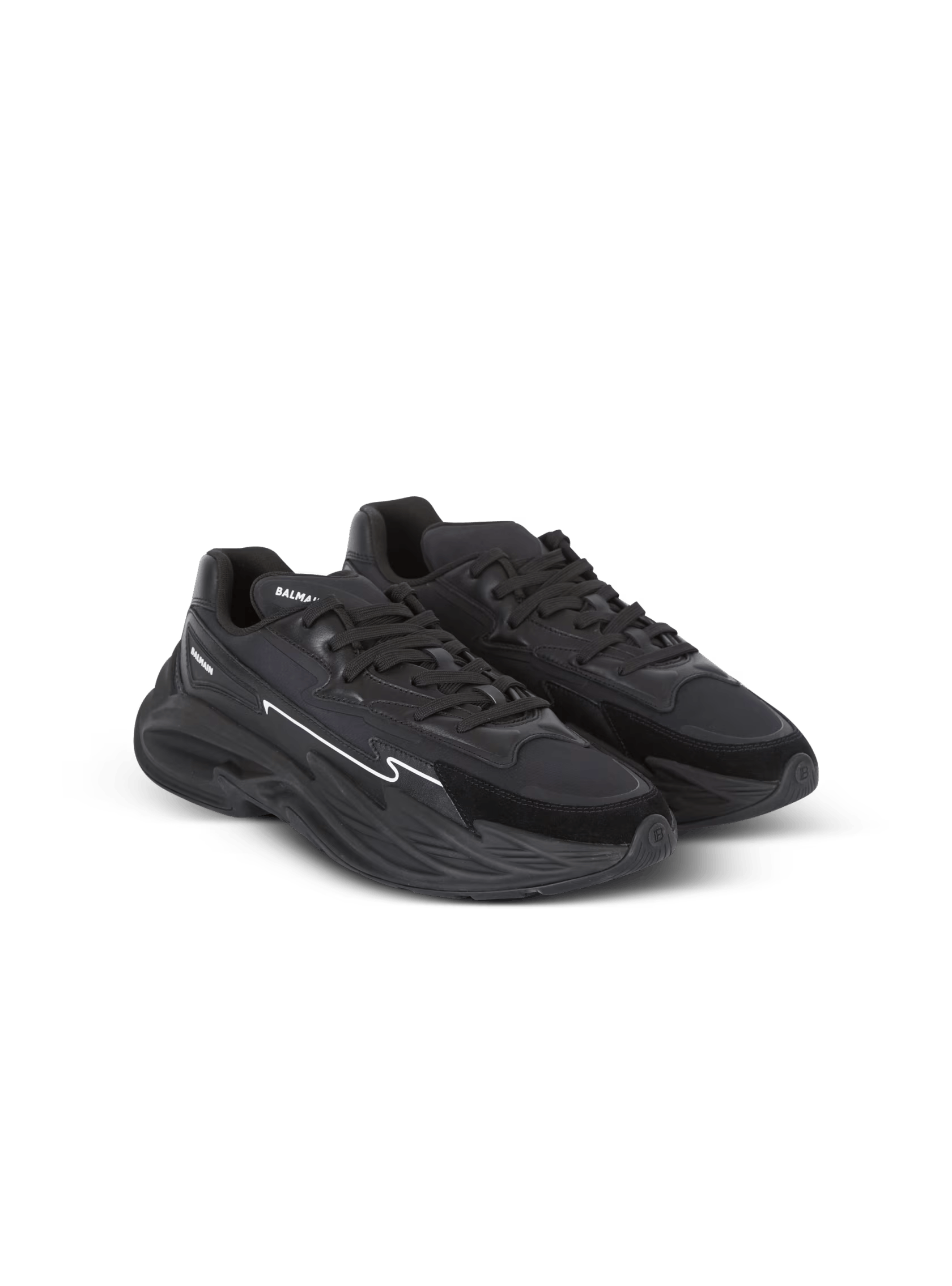 Balmain o1s1wg110325 Run-Row Low-Top Sneakers in Black Size US 10 / EU 43 - 2 Thumbnail
