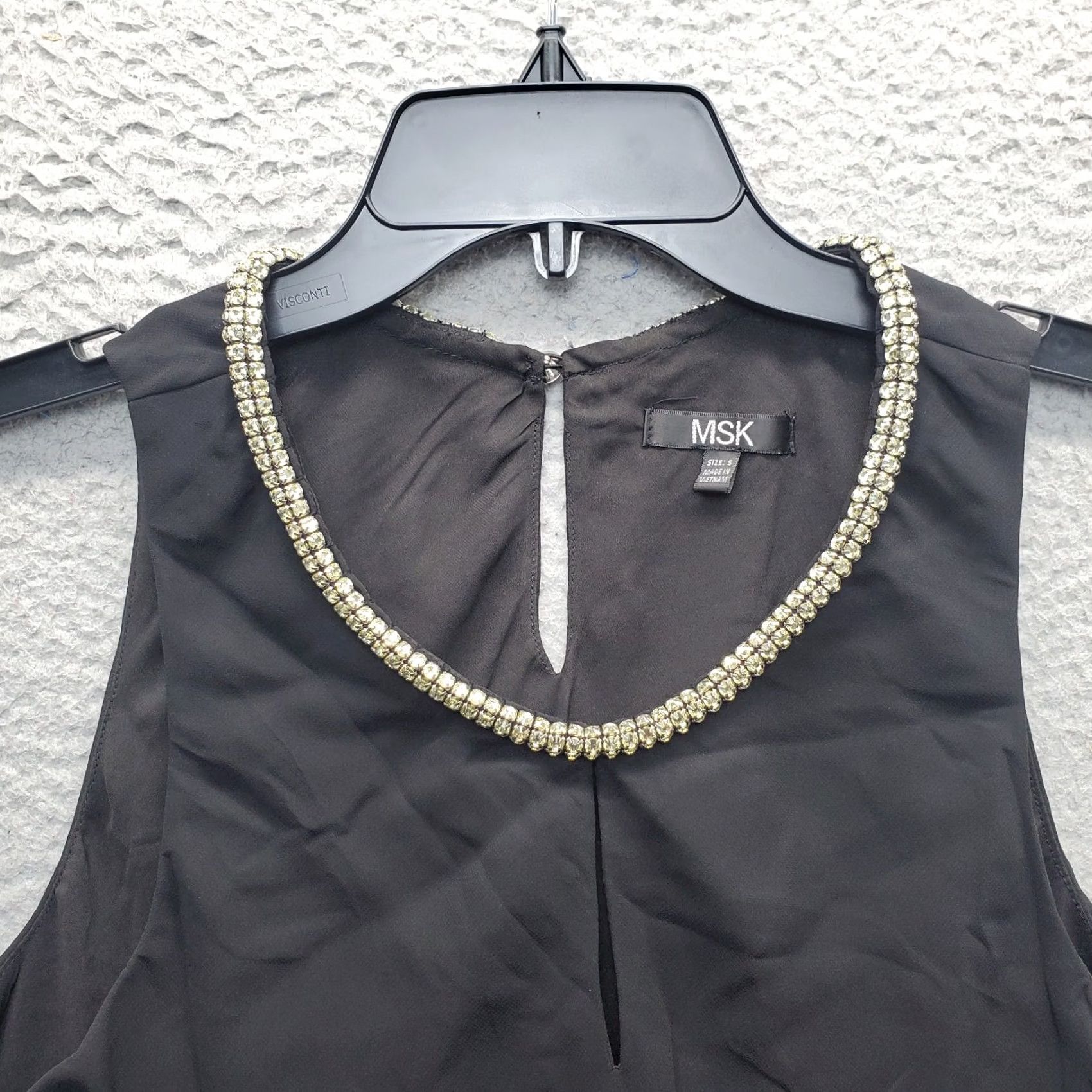 Vintage MSK Tank Dress Women's S Black Lined Layered Beaded Round Neck Keyhole Back Shirt/Hoodie? Size S / US 4 / IT 40 - 5 Thumbnail