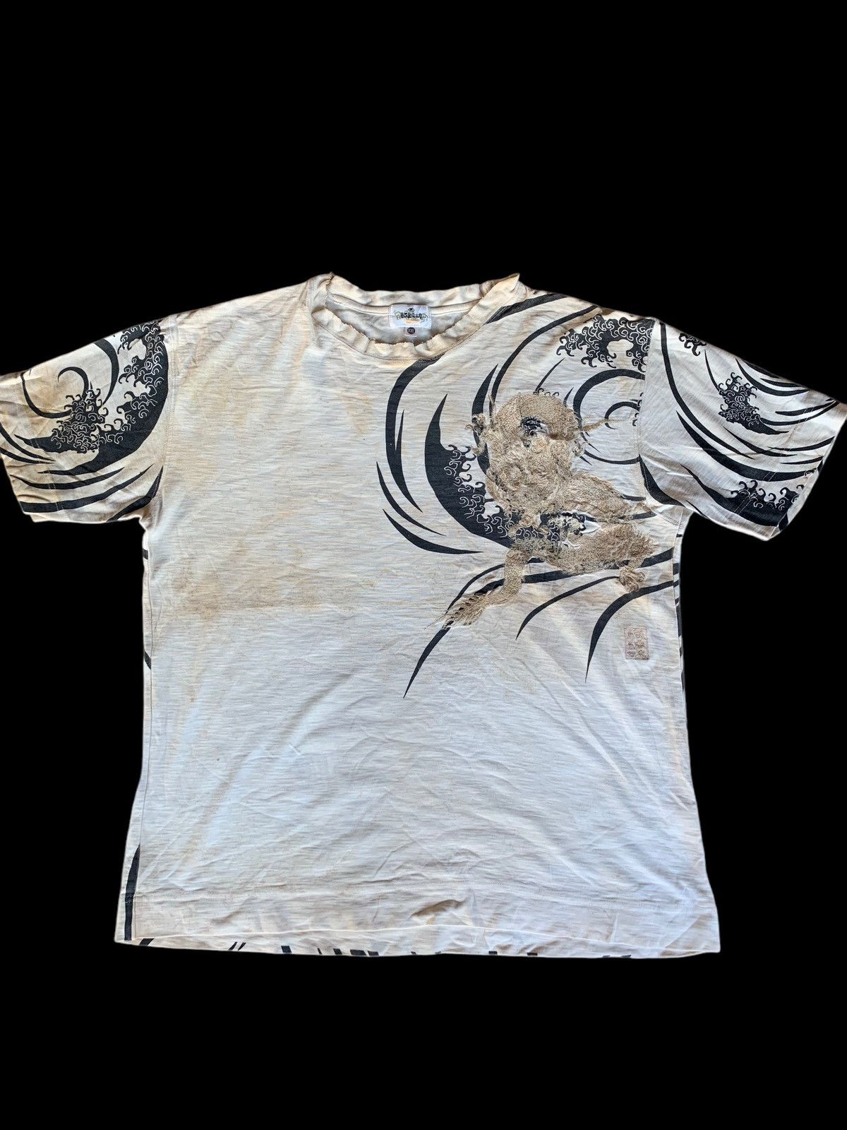 Karakuri Tamashii SUNFADED KARAKURI KAMASHI DRAGON STAIN DISTRESSED SHIRT Size US XXL / EU 58 / 5 - 6 Thumbnail