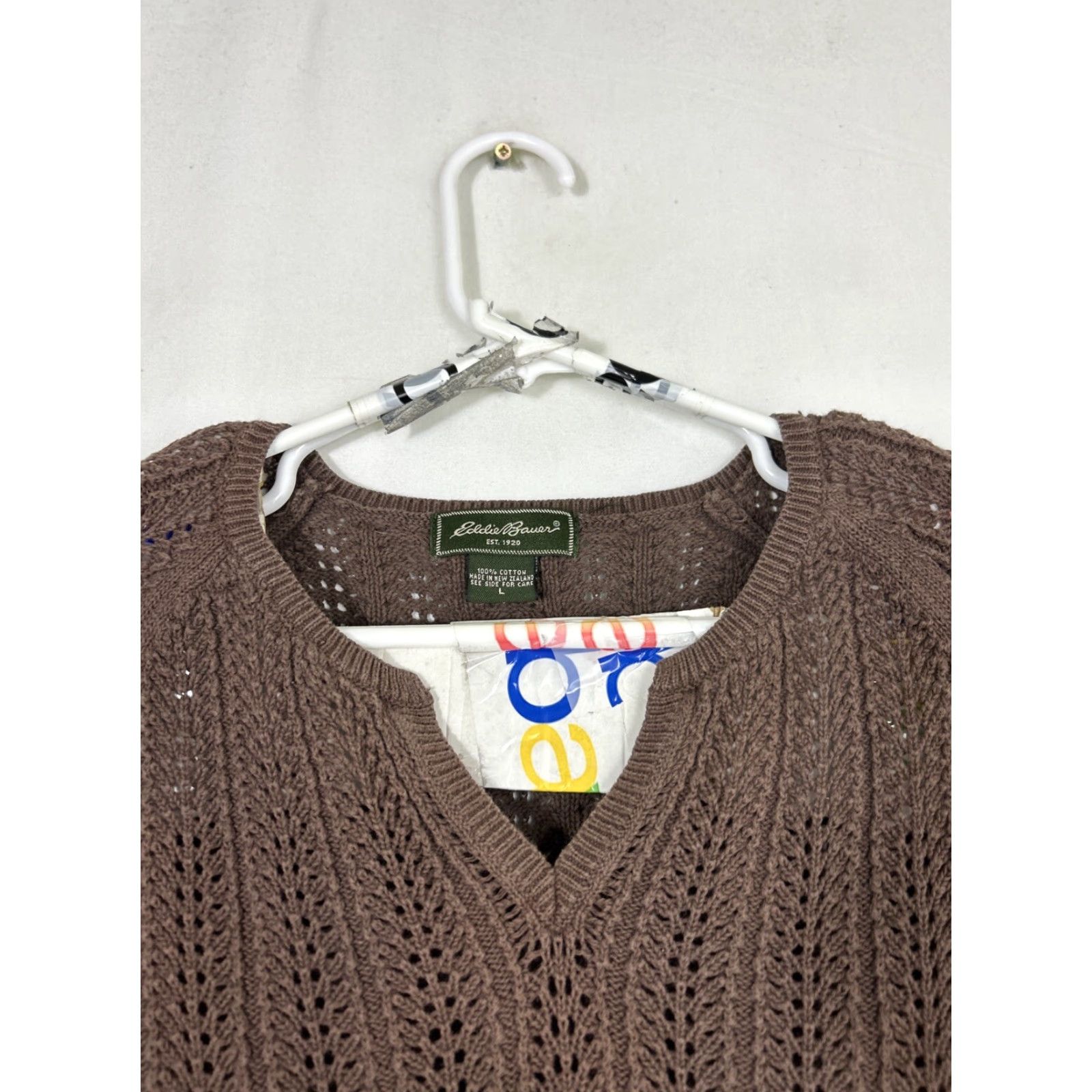 Eddie Bauer VINTAGE Eddie Bauer Women’s Knit Pullover V-Neck Short Sleeve Shirt L Brown Size L / US 10 / IT 46 - 3 Thumbnail