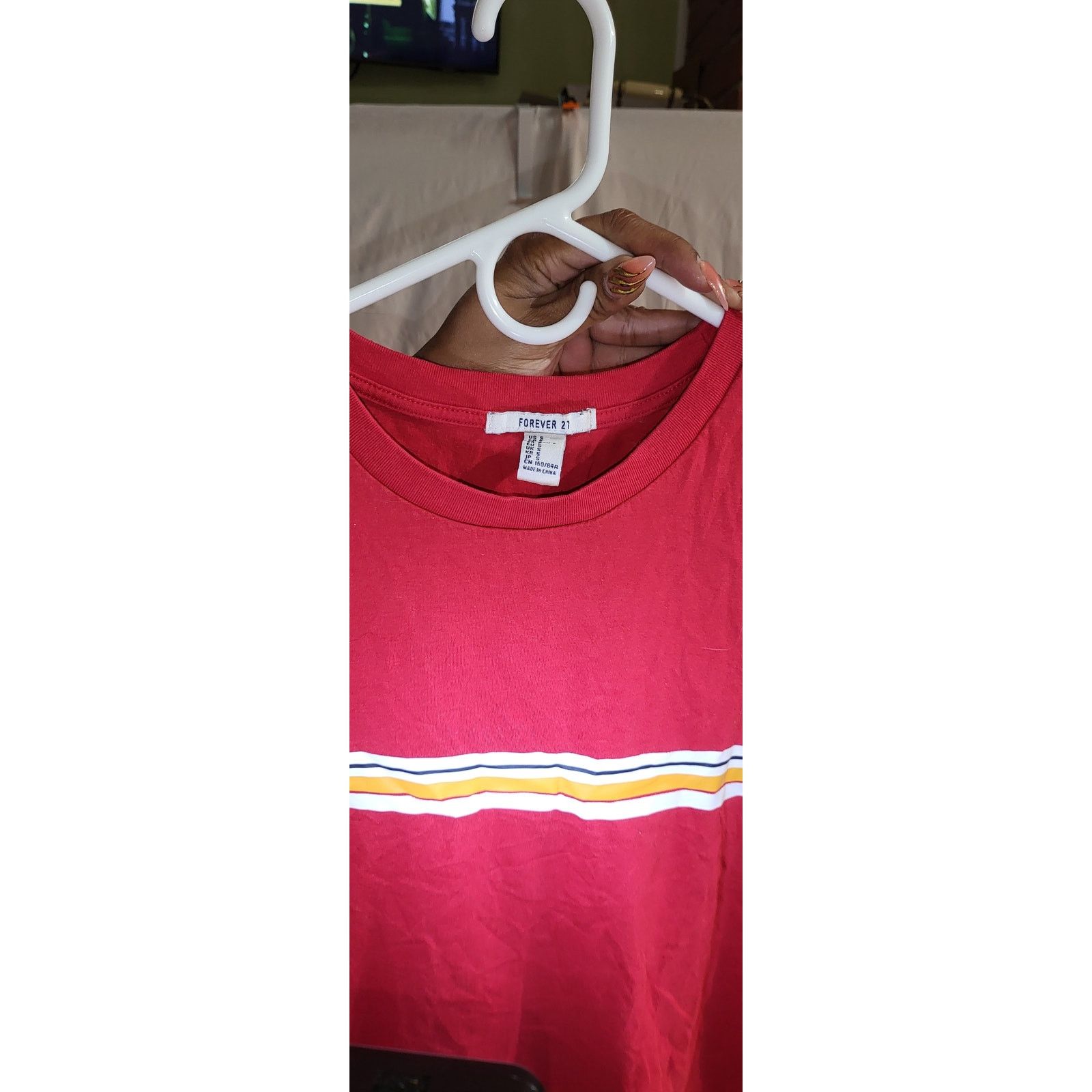 Forever 21 Forever 21 Red Striped Short Sleeve T-Shirt Size Small Size S / US 4 / IT 40 - 3 Thumbnail