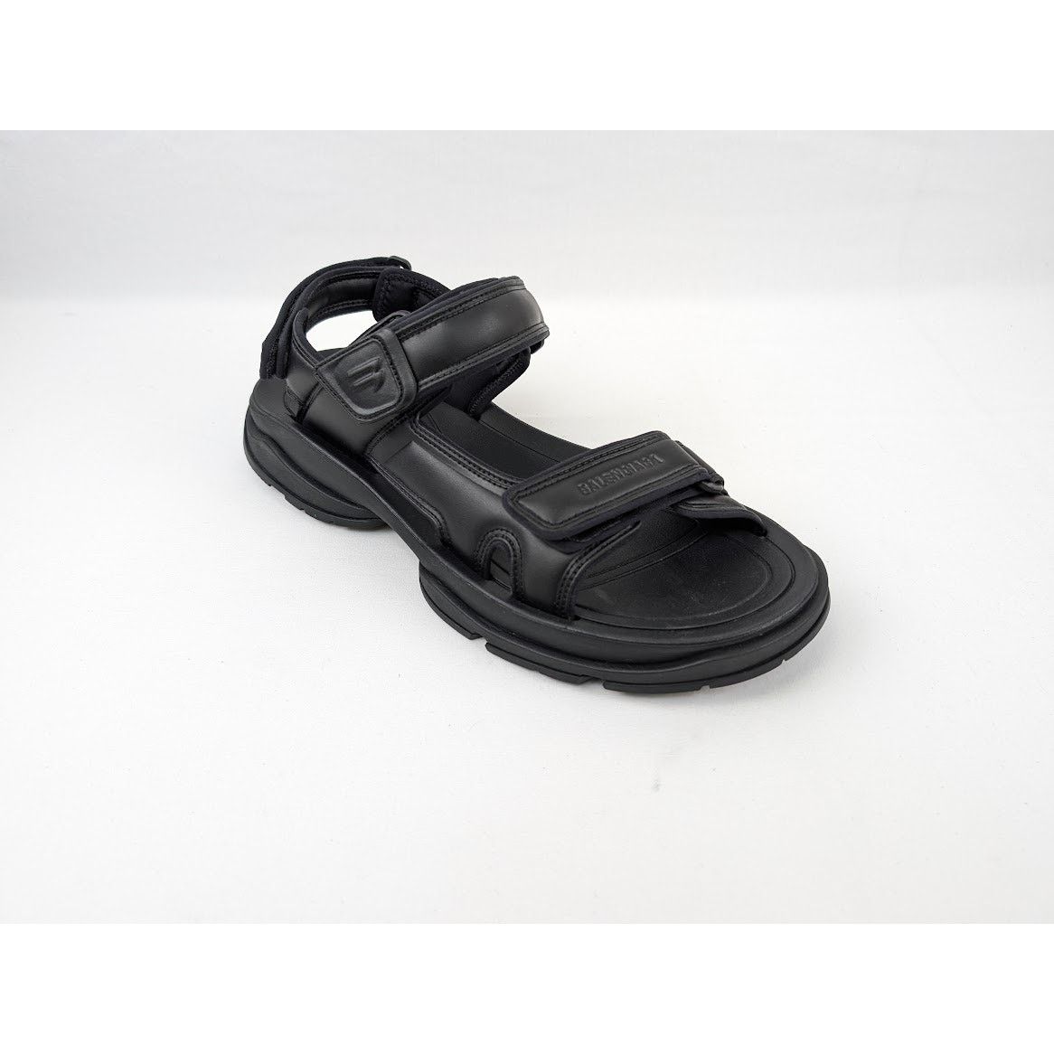 Balenciaga o1rshd1 Tourist Fake Leather Sandal in Black Size US 12 / EU 45 - 1 Thumbnail