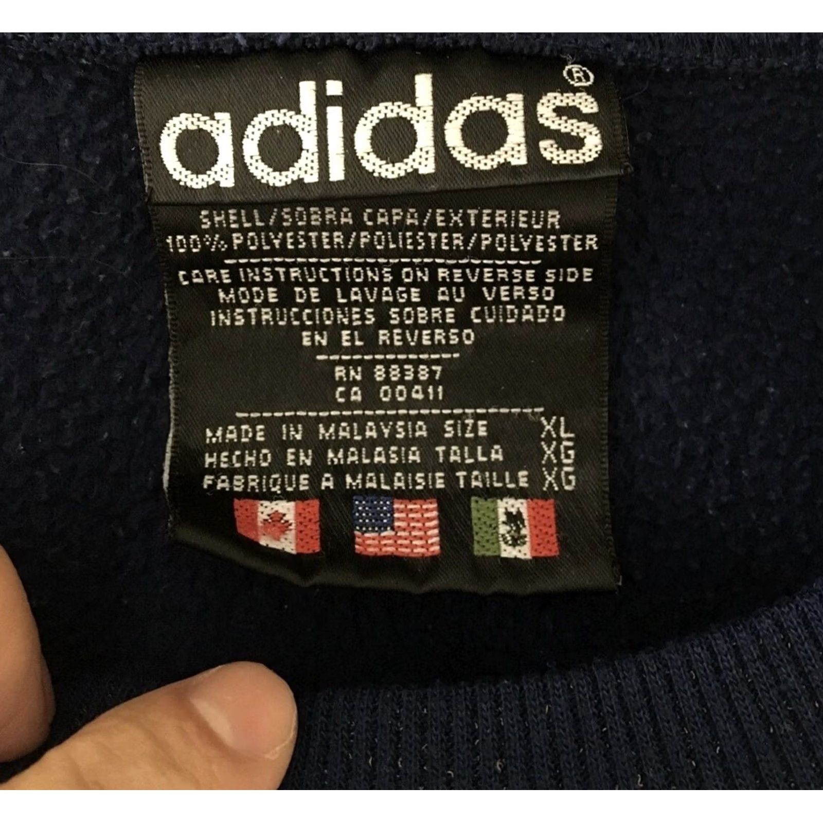 Adidas VINTAGE adidas Mens Hoodie XL Sweatshirt Pullover Fleece Cotton 90s Graphic Print Oversized Blue Green Size US XL / EU 56 / 4 - 5 Thumbnail