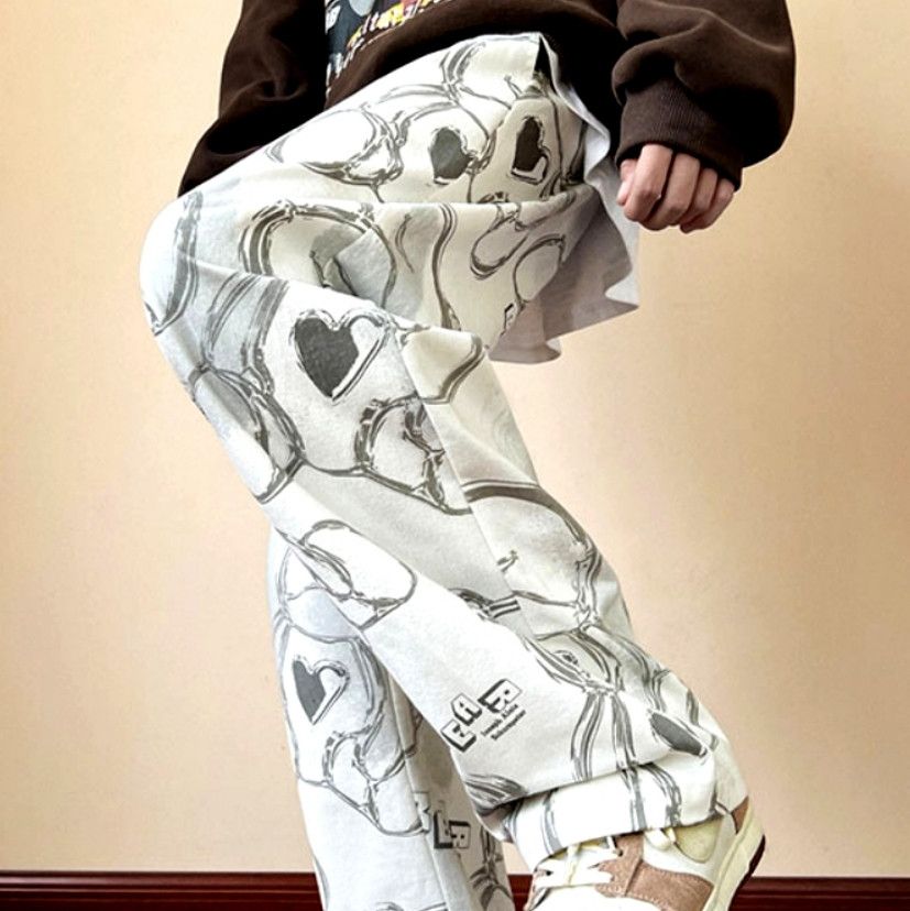 Vintage Punk Rock Abstract Bear Print Drawstring Wide Leg Pants Size US 31 - 6 Preview